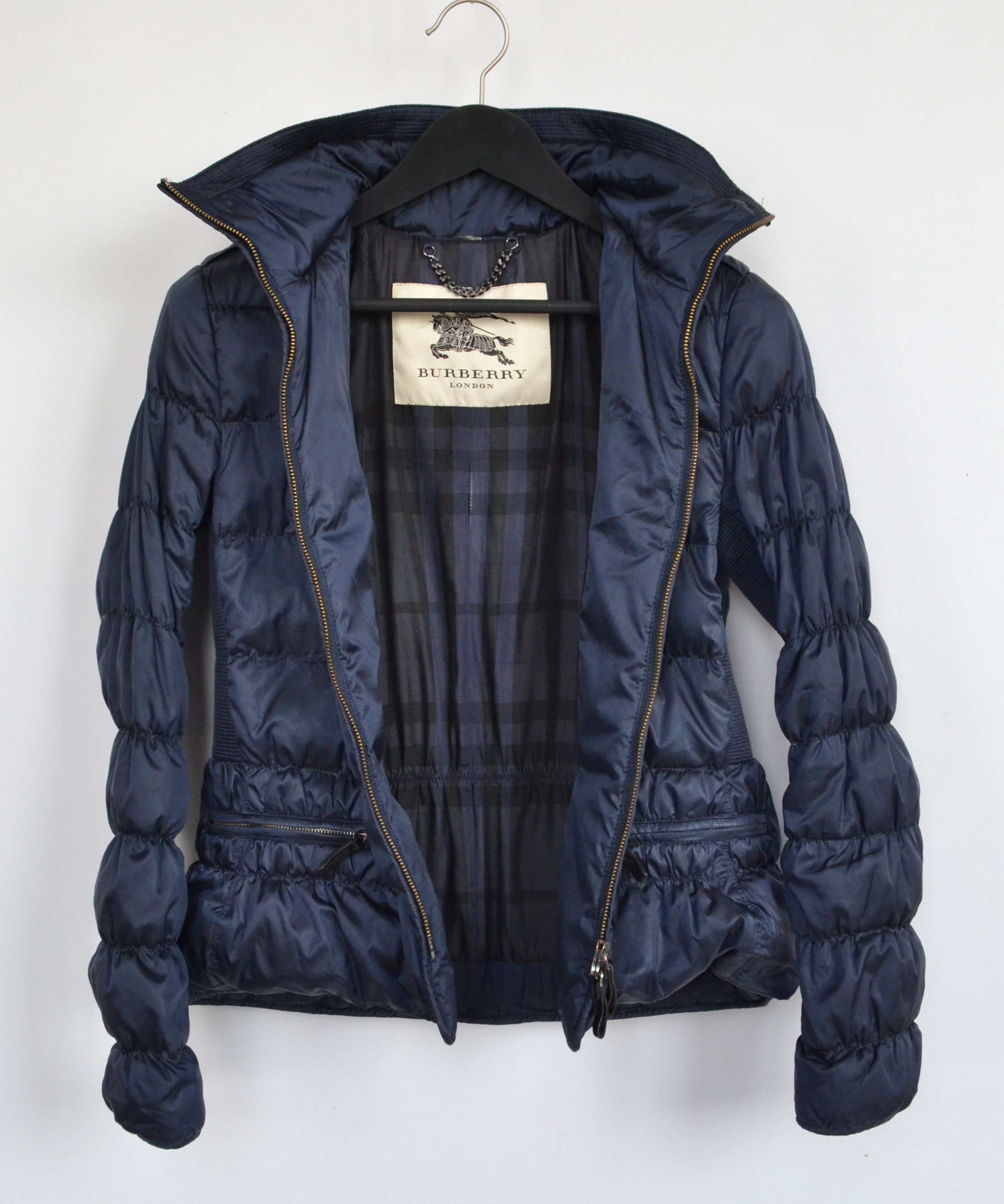 Burberry 🔴 BURBERRY Down Jacket Bomber Zip Hooded Check Pockets Size M / US 6-8 / IT 42-44 - 6 Thumbnail