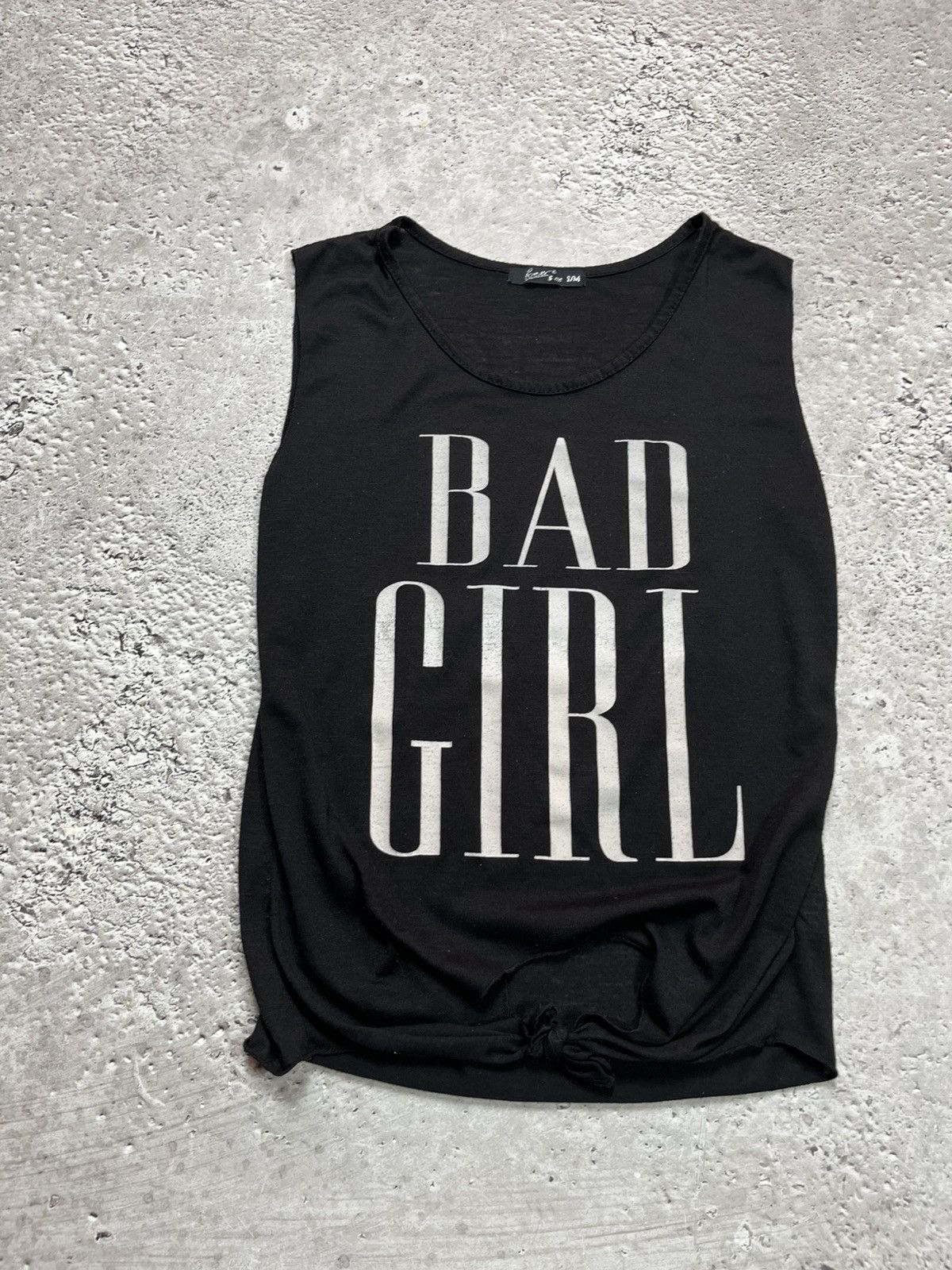 Other Y2K Black Sleeveless Top Bad Girl Print Knot Hem S/M Size S / US 4 / IT 40 - 4 Thumbnail