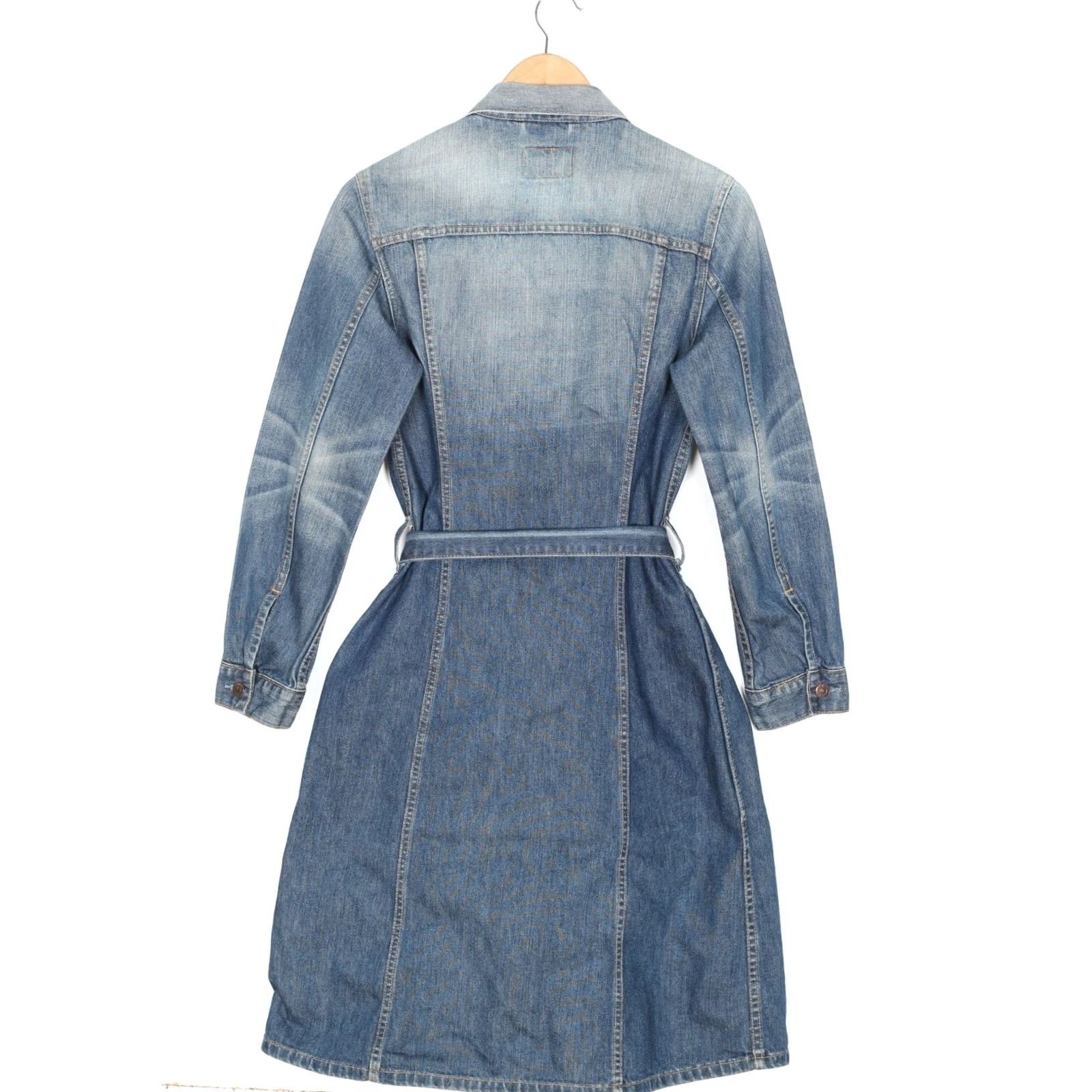 Levi's VINTAGE Levi’s Belted Long Denim Jacket Women Size S Jeans Jacket, Blue, Vintage, Leather? (note: not allowed) Size S / US 4 / IT 40 - 2 Thumbnail