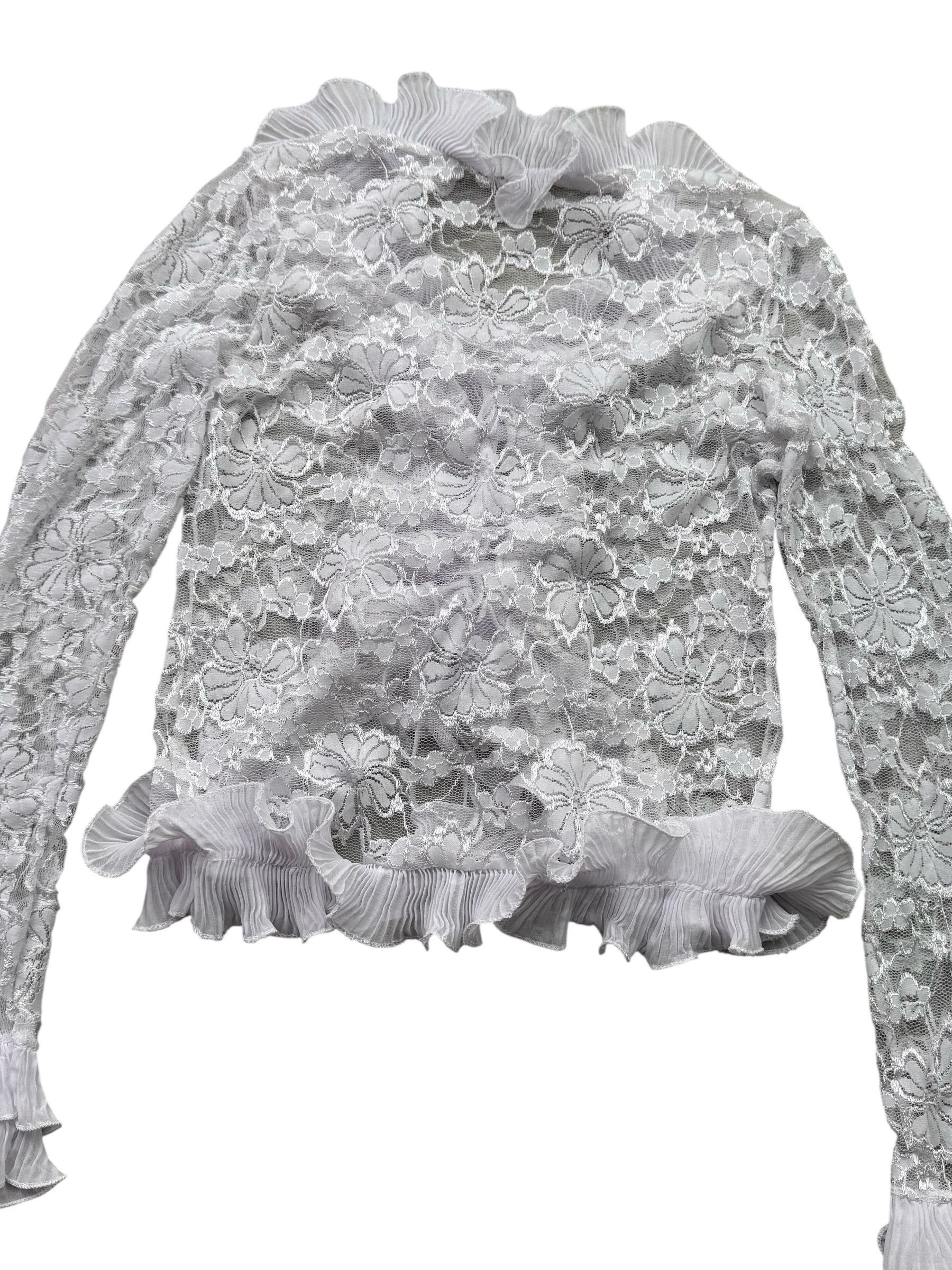 Vintage Vintage Mesh Lace Cropped Blouse W392(V9) Size S / US 4 / IT 40 - 4 Thumbnail