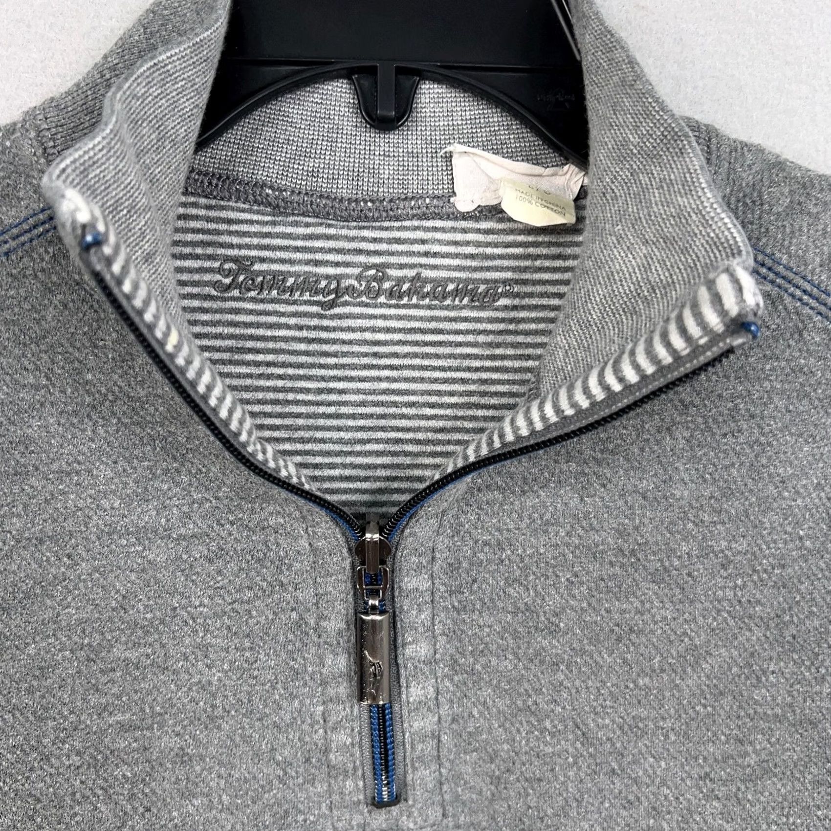 Tommy Bahama Tommy Bahama Sweater Mens Large Gray Stripe Reversible Pullover Golf Preppy Size US L / EU 52-54 / 3 - 4 Thumbnail