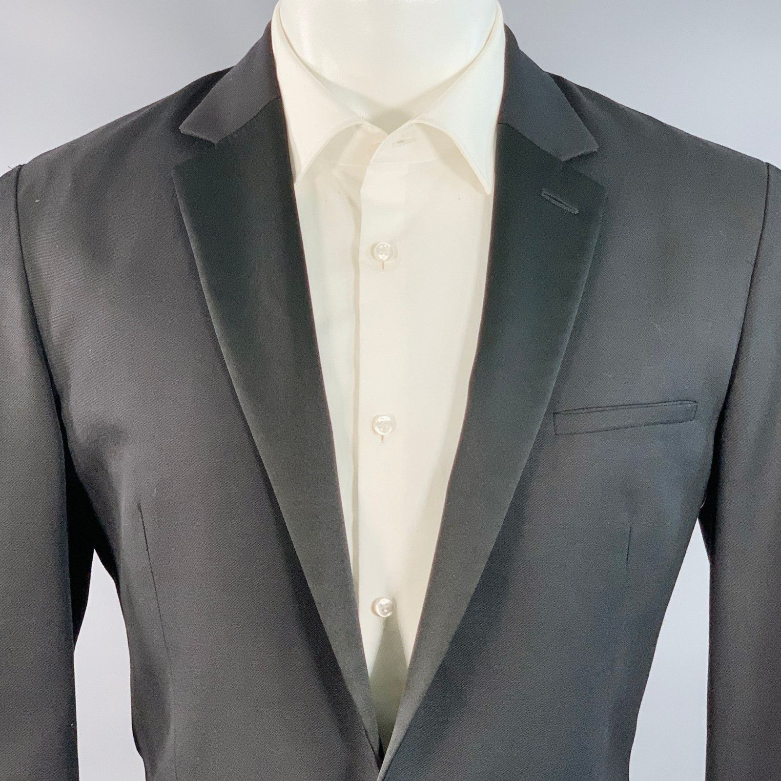 Calvin Klein CALVIN KLEIN Size 40 Wool Silk Notch Lapel Sport Coat Size 40R - 2 Thumbnail