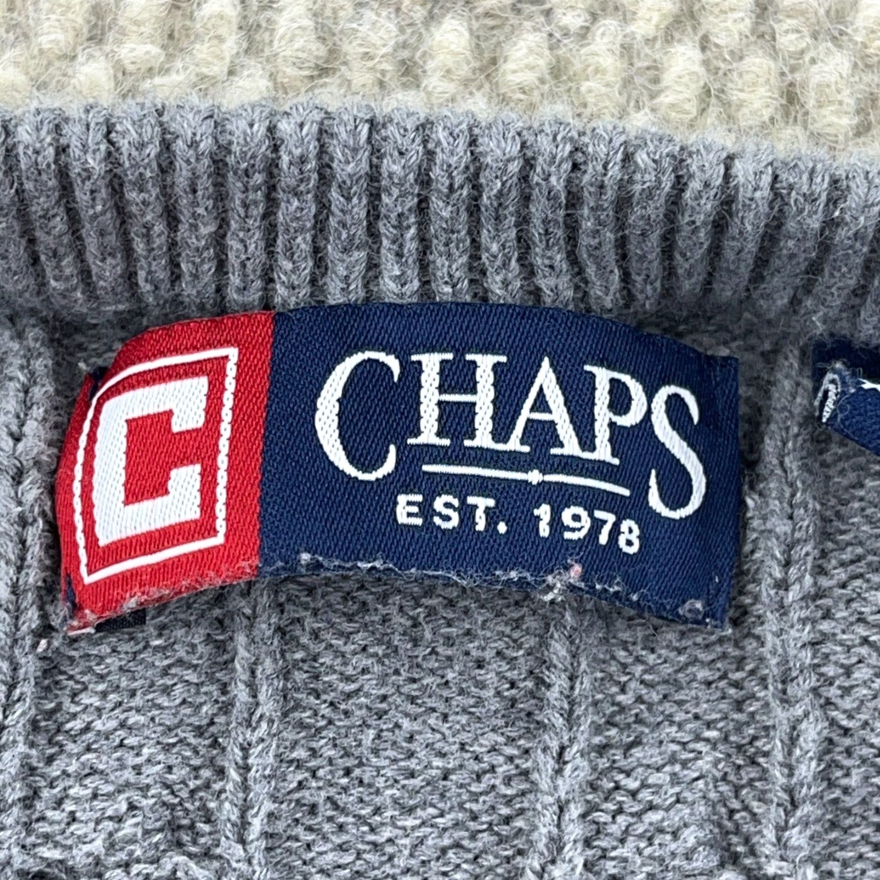 Chaps Chaps Sweater Men XL Gray Cable-Knit Crew Neck Pullover Solid Knit Embroidered Logo Regular American Classic Modern Christmas Teacher Nerd Size US XL / EU 56 / 4 - 4 Thumbnail