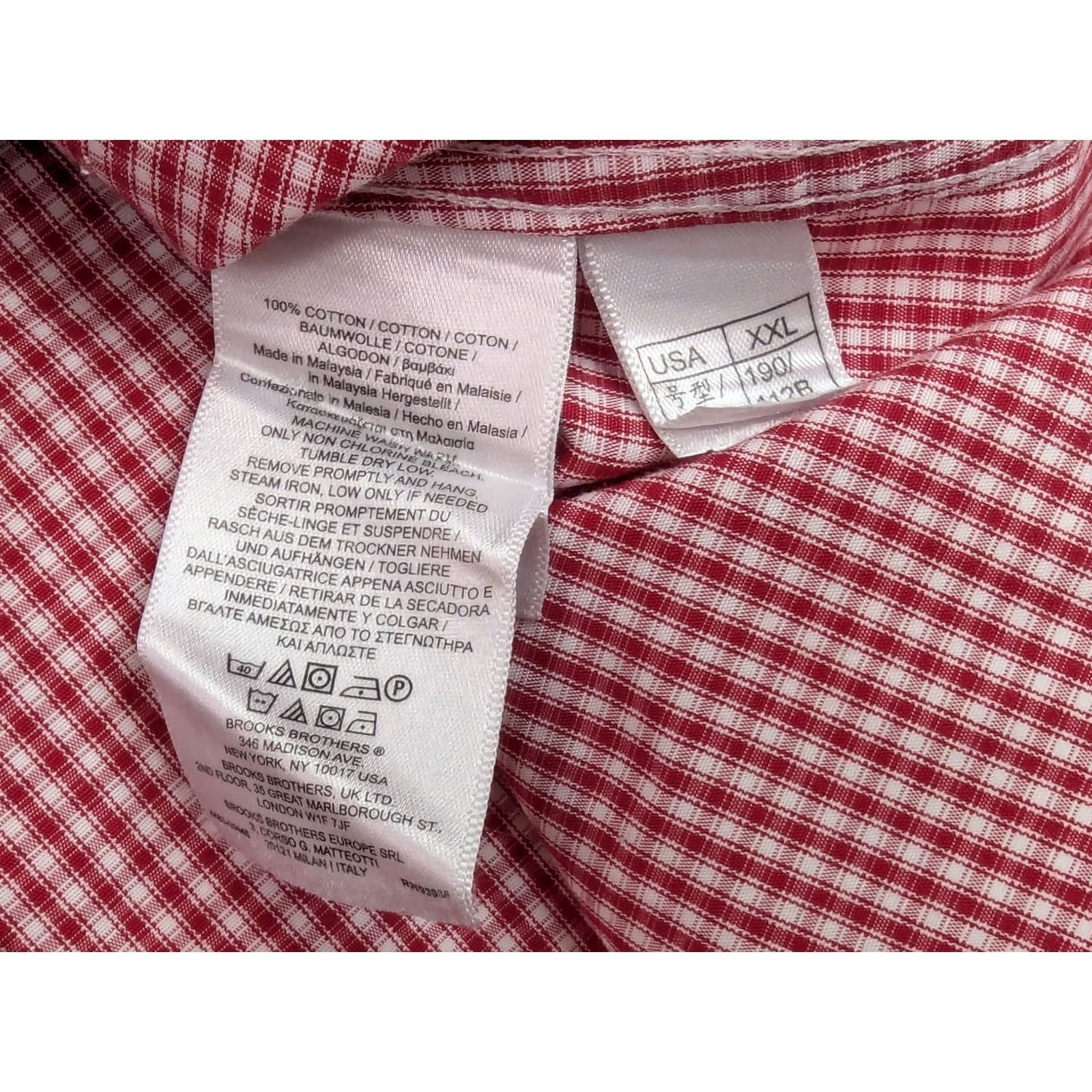 Brooks Brothers Brooks Brothers Regent Fit Button-Down Shirt Men 2XL Red & White Gingham Check Polo Shirt Size US XXL / EU 58 / 5 - 3 Thumbnail