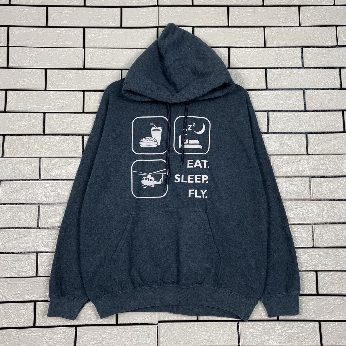 Vintage 📌Vintage Hoodie Pull Over Eat Sleep Fly Big Logo Size US L / EU 52-54 / 3 - 2 Thumbnail