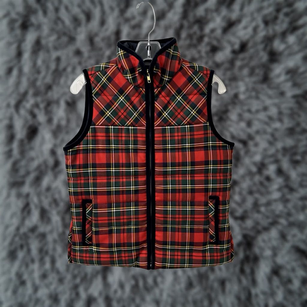 J.Crew VINTAGE J Crew Mountain Puffer Vest Womens Small Red Tartan Plaid Wool Blend H2712 Size S / US 4 / IT 40 - 1 Thumbnail