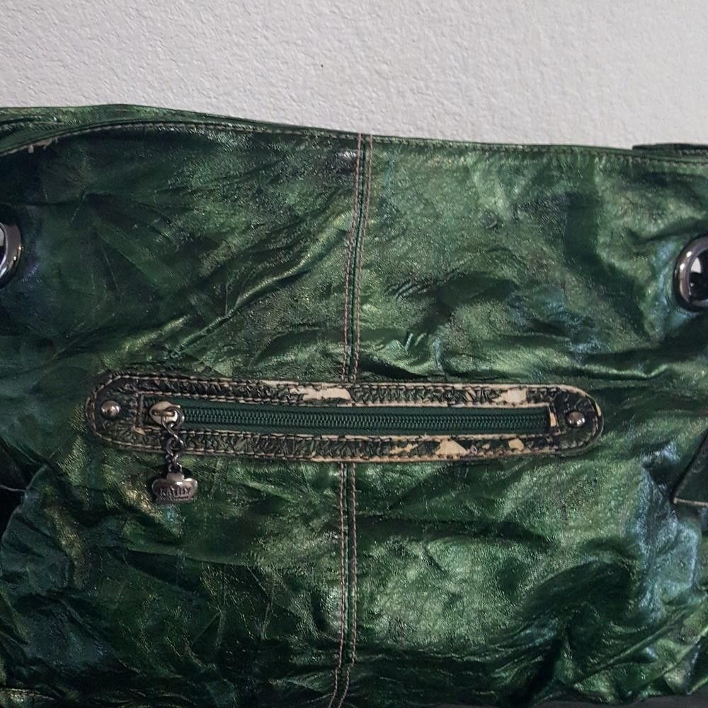Designer Glossy Green KVZ Slouch Tote Size ONE SIZE - 2 Thumbnail