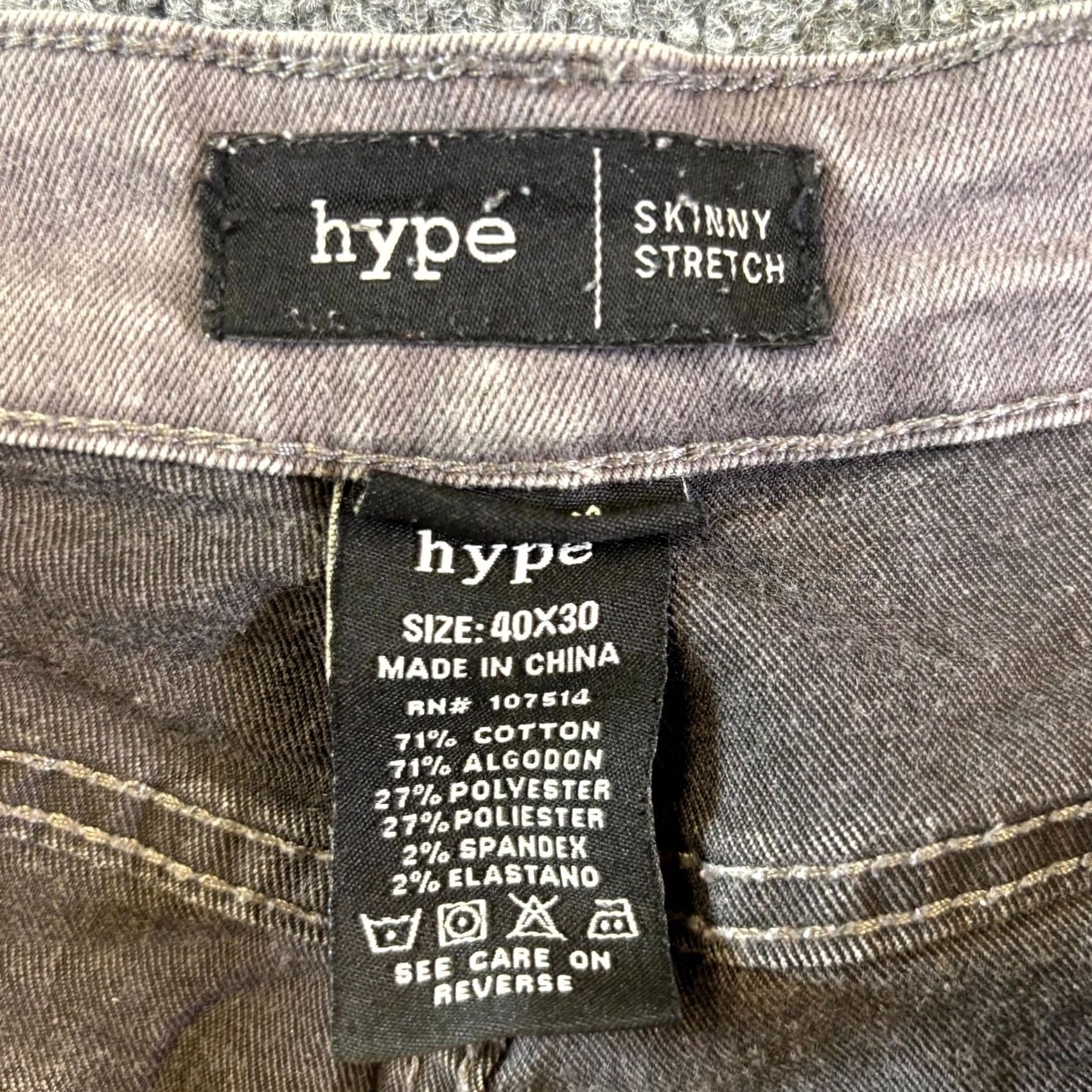 Vintage Hype Jeans Mens 40 Gray Men 40x30 Denim Dark Wash Skinny Leg Stretch Streetwear Skater Size US 40 / EU 56 - 6 Thumbnail