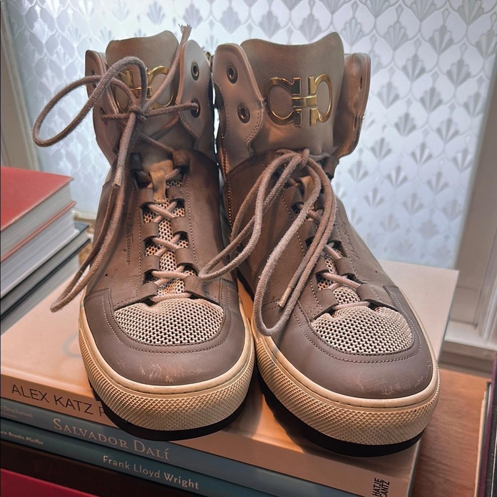 Salvatore Ferragamo Salvatore Ferragamo Men's Grey High-Top Sneaker Boots Size US 12 / EU 45 - 1 Thumbnail