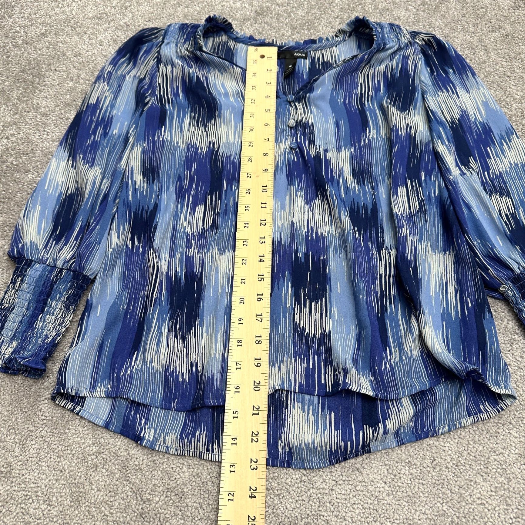 AQUA Aqua Blouse Shirt Womens M Blue V-Neck Long Sleeve Tunic Casual Knit Polyester Regular Size M / US 6-8 / IT 42-44 - 7 Thumbnail
