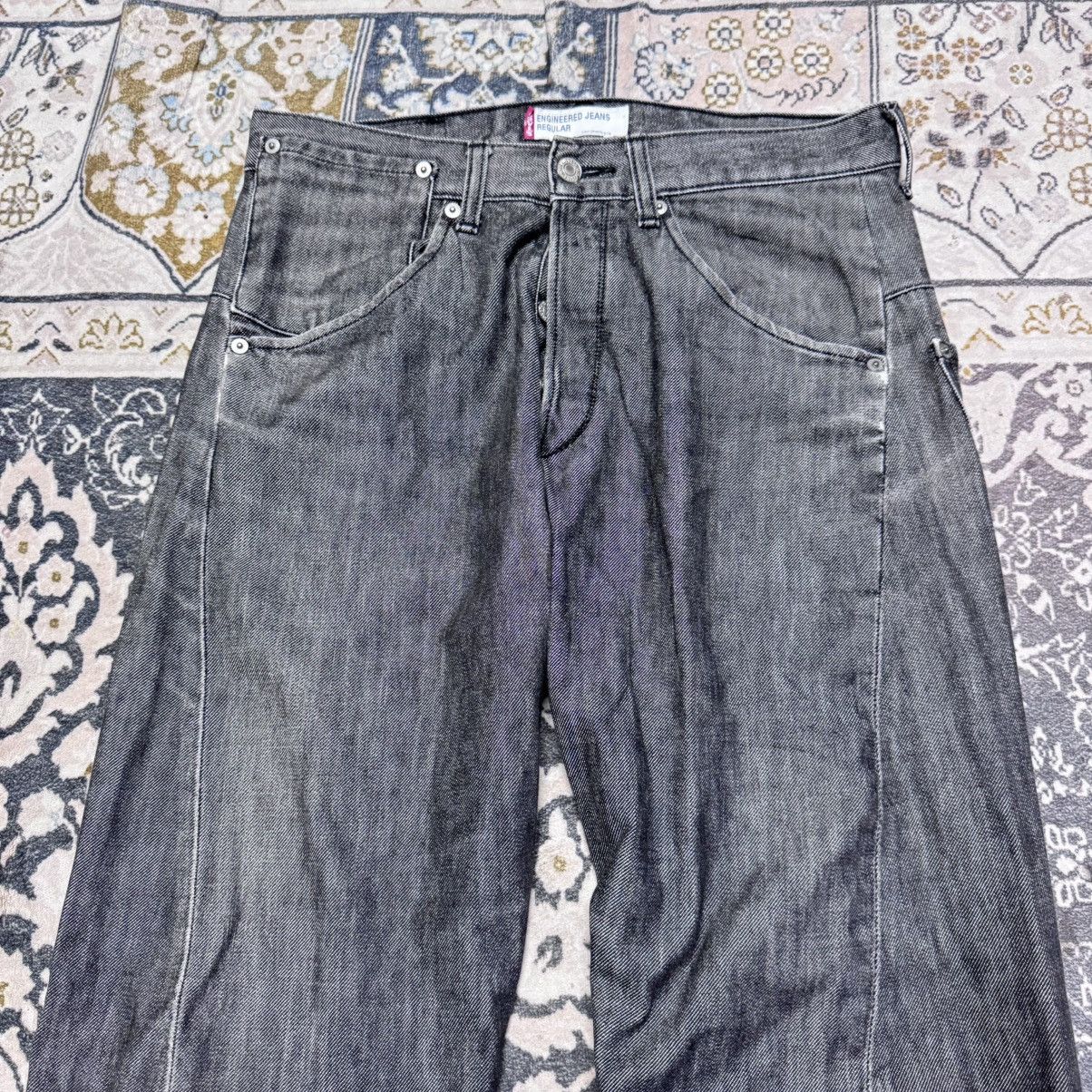 Levi's Vintage Levis Engineered Black Denim Baggy Jeans Size US 32 / EU 48 - 4 Thumbnail