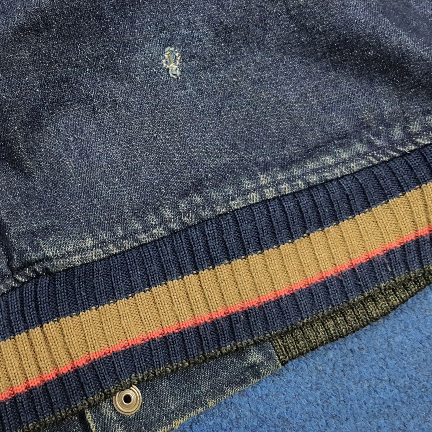 Vintage Vintage SCENE Japan Denim Varsity Jacket Leather C308N24 Size US L / EU 52-54 / 3 - 14 Thumbnail
