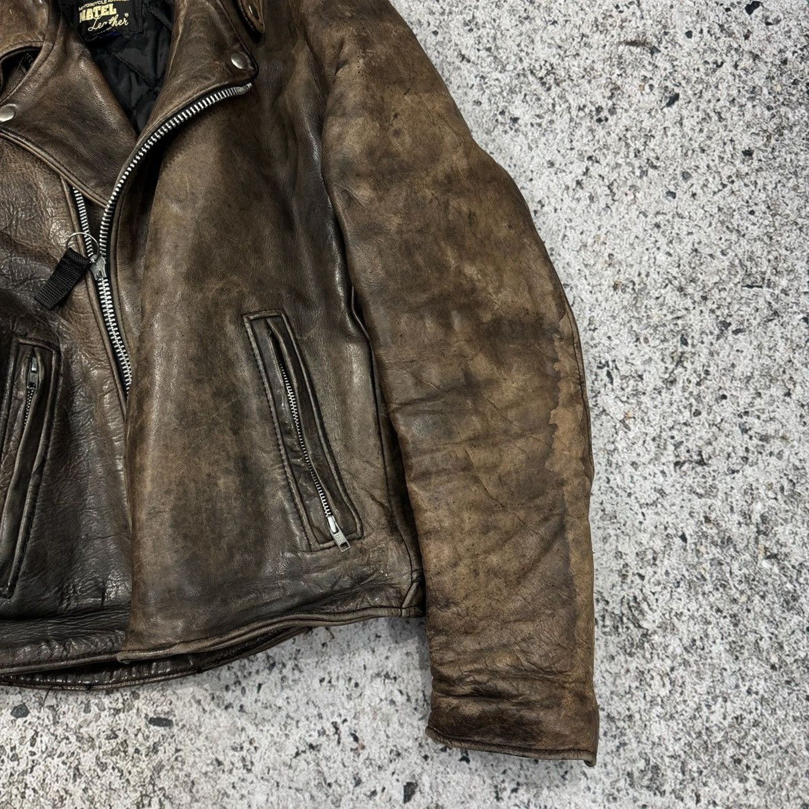 Vintage 90s Aged Faded Leather Motorcycle Jacket ERD Grunge Biker Size US L / EU 52-54 / 3 - 8 Thumbnail