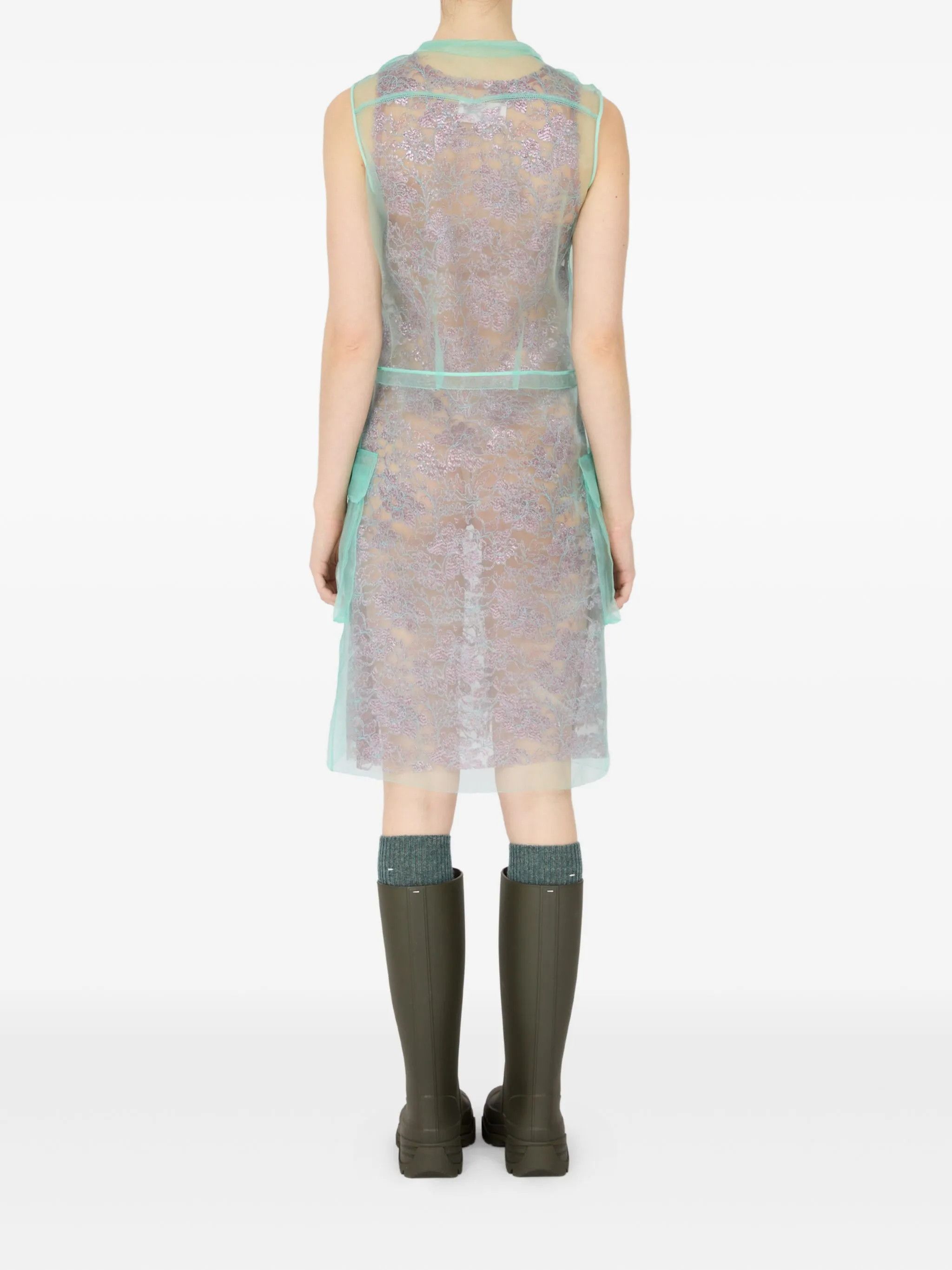 Maison Margiela o1w1db10526 Ayered Mini Dress in Green/Grey Size XS / US 0-2 / IT 36-38 - 5 Thumbnail