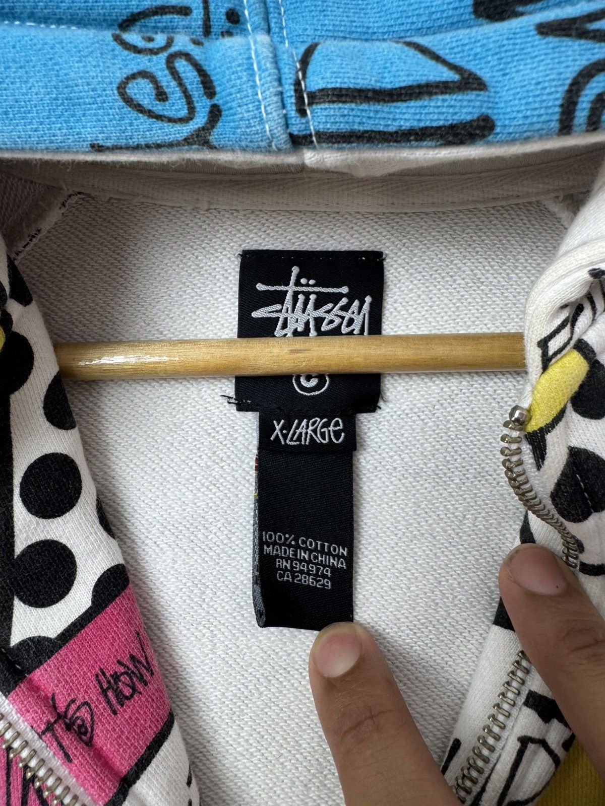 Stussy VINTAGE STUSSY SPEECH BUBBLE STAND FIRM FULL PRINT hoodie Size US XL / EU 56 / 4 - 7 Thumbnail