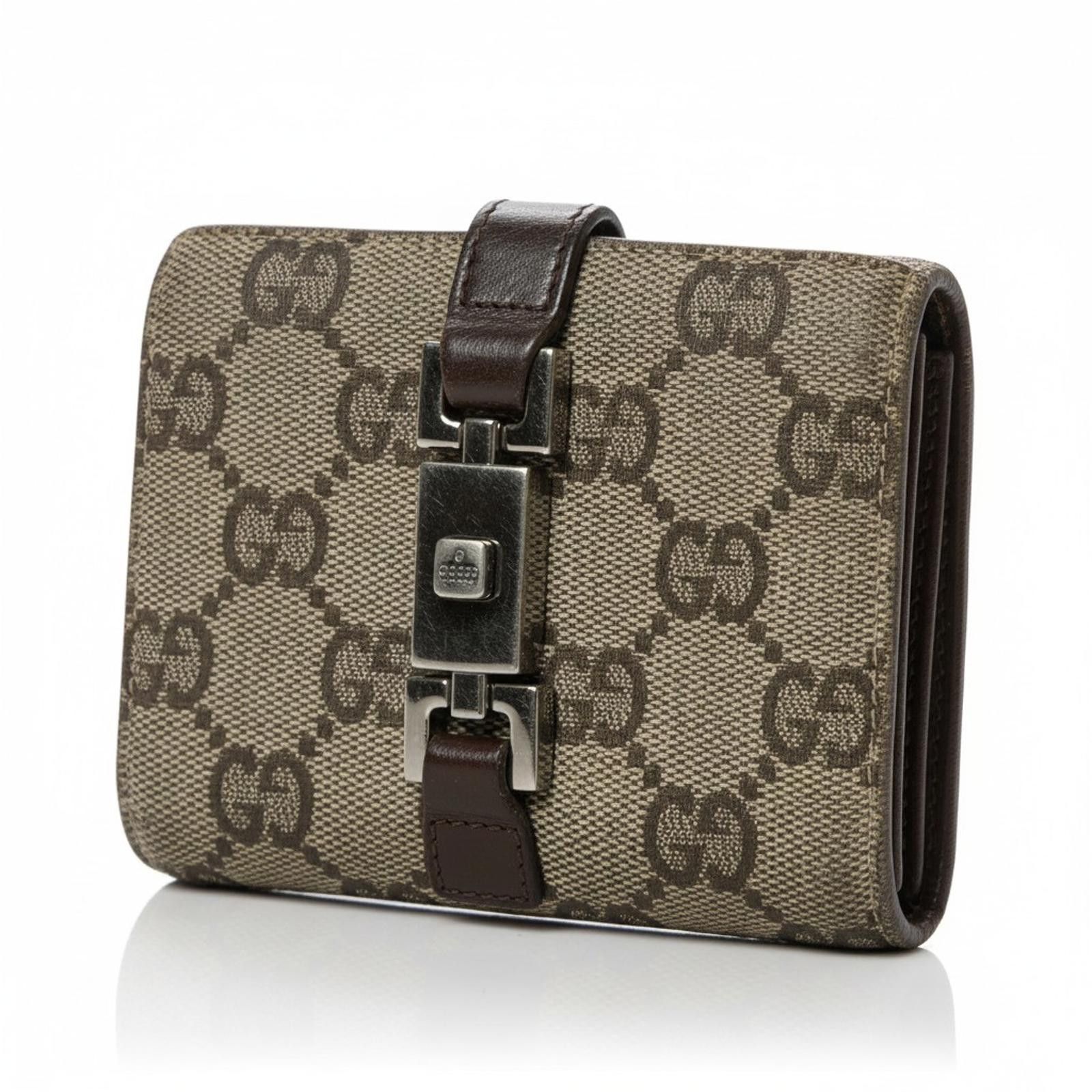 Gucci - Monogram Canvas Leather Wallet Metal Clasp