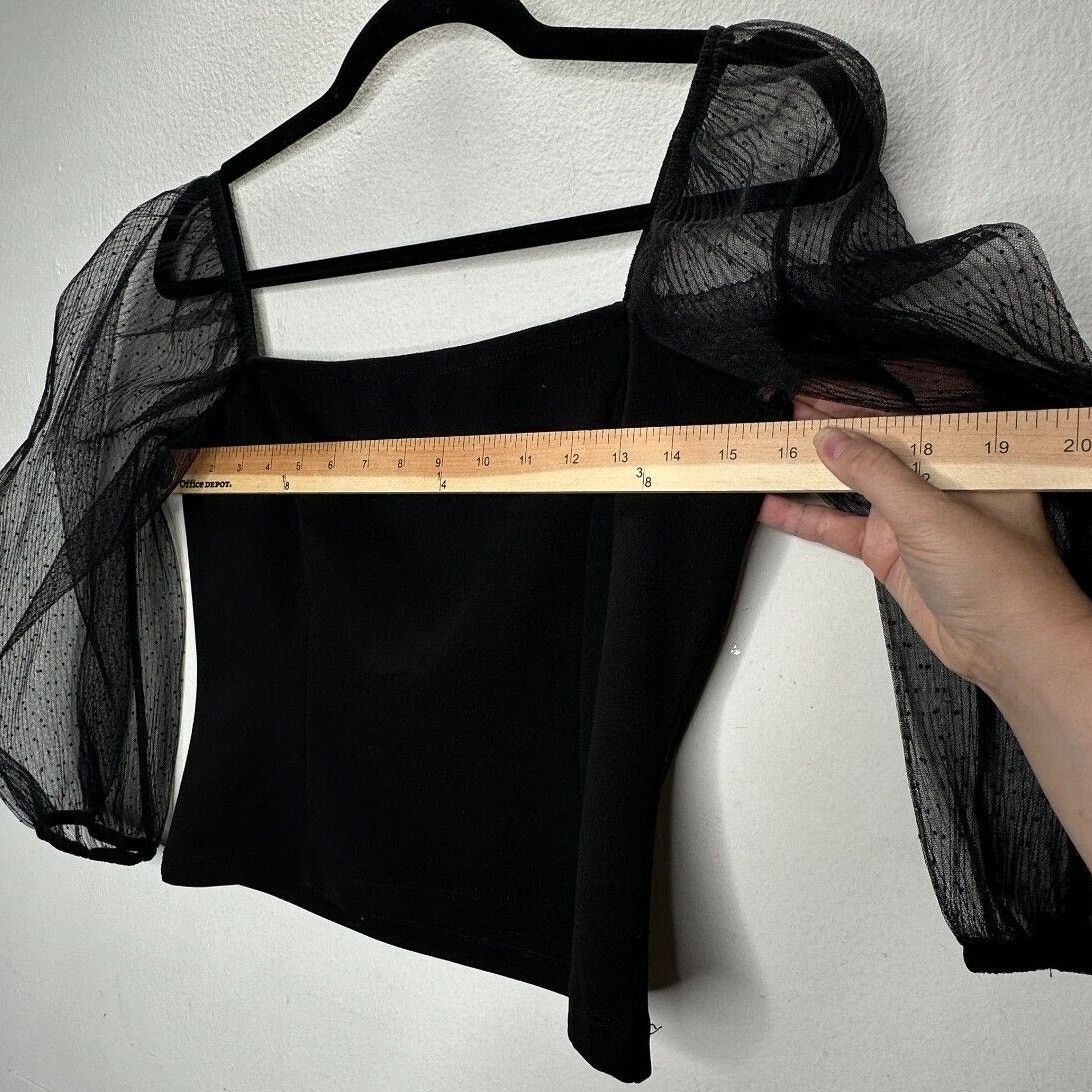 Other Socialite Black Square Neck Polka Dot Balloon Sleeve Top Size M / US 6-8 / IT 42-44 - 11 Thumbnail