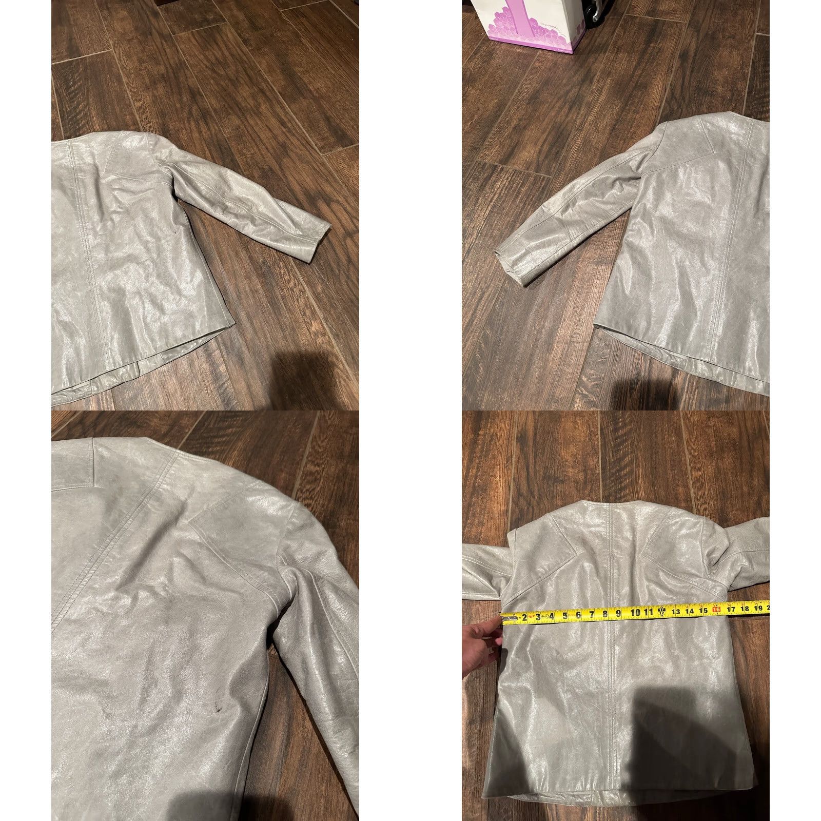 Helmut Lang HELMUT LANG Jacket Grey Leather 3/4 Sleeve Zip Front Vintage? No, Petites PS Womens Short Sleeve 3/4 Zip Leather Jacket Grey Size S / US 4 / IT 40 - 9 Thumbnail