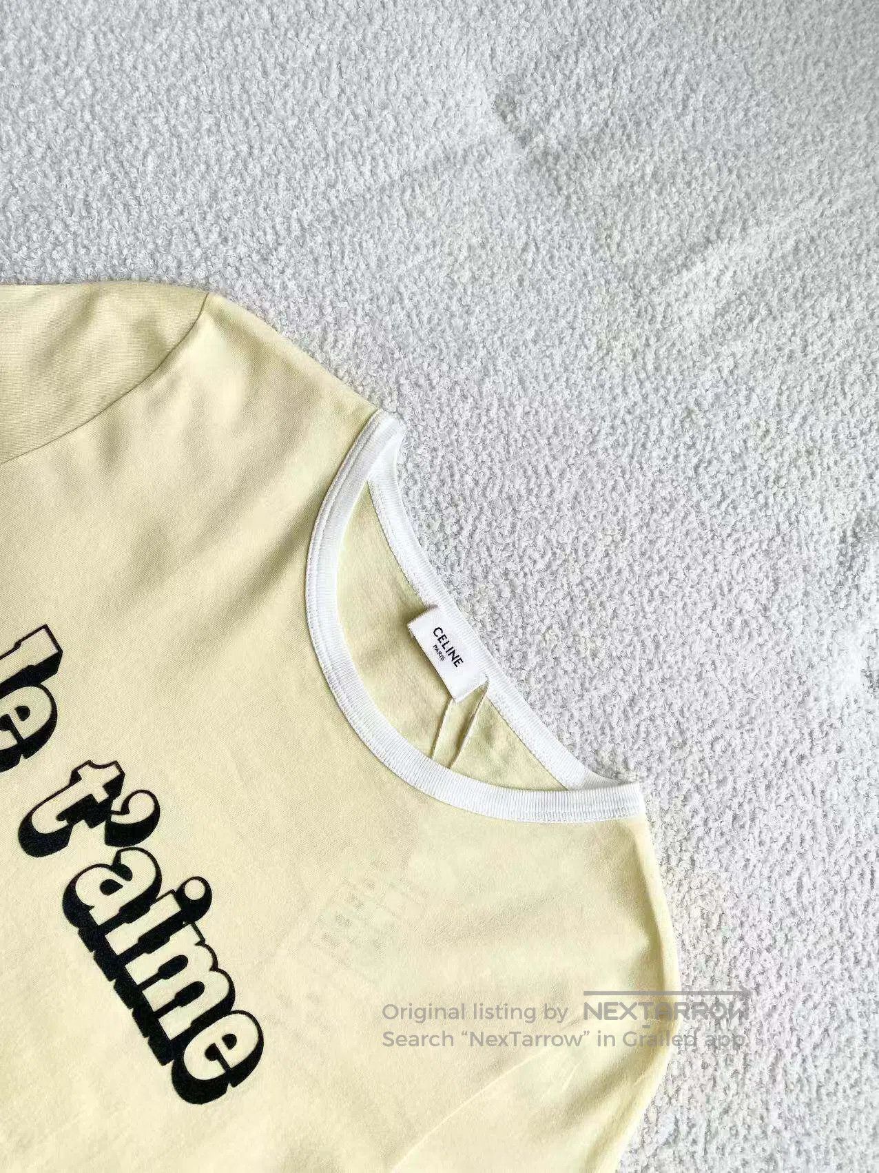 Celine Celine Je t’aime Cotton Short Sleeve T-Shirt| Size S / US 4 / IT 40 - 4 Thumbnail