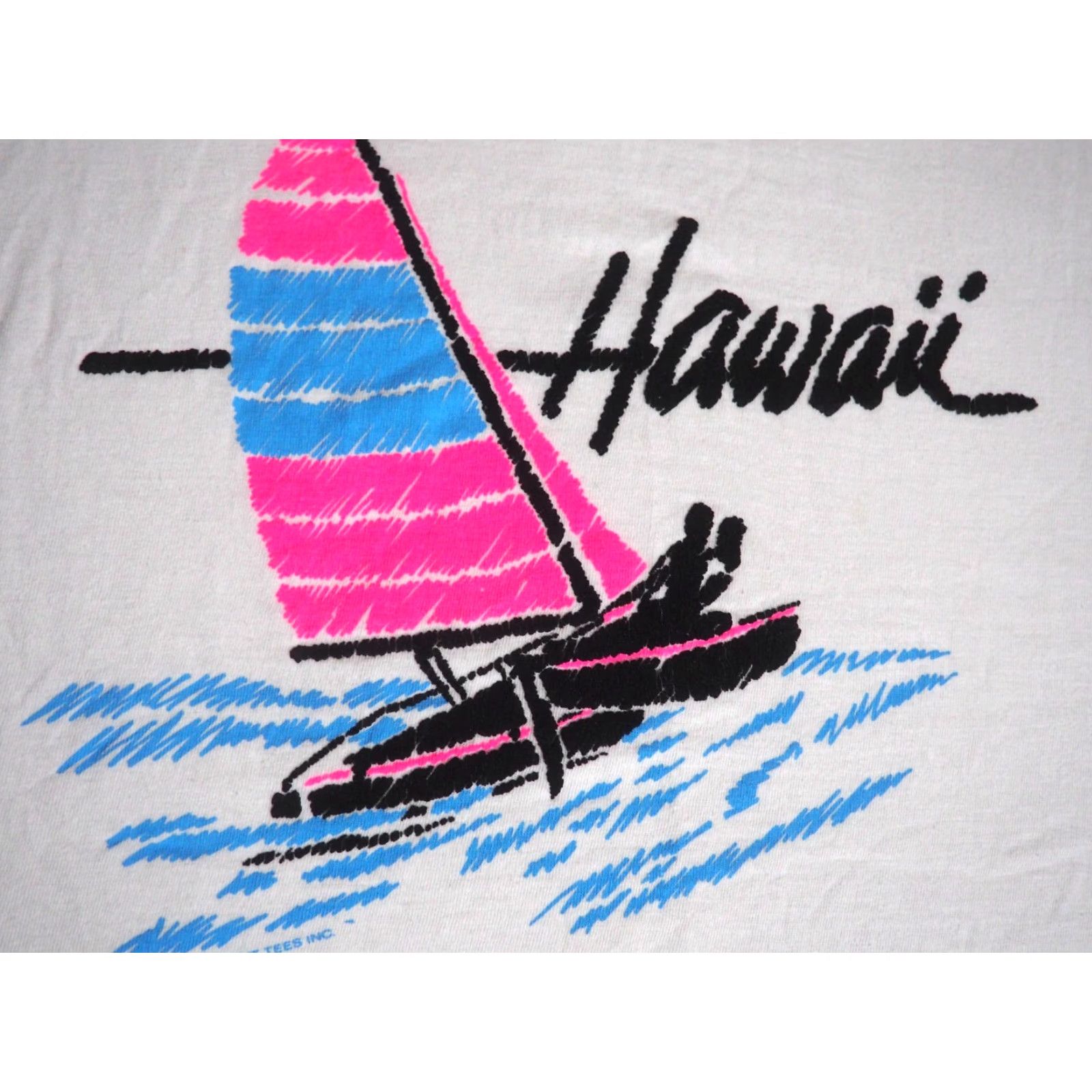 Vintage VTG 90s Caribbean Dream Hawaii Sailing Beach Ocean Art White Tee T-Shirt Mens L Size US L / EU 52-54 / 3 - 5 Thumbnail