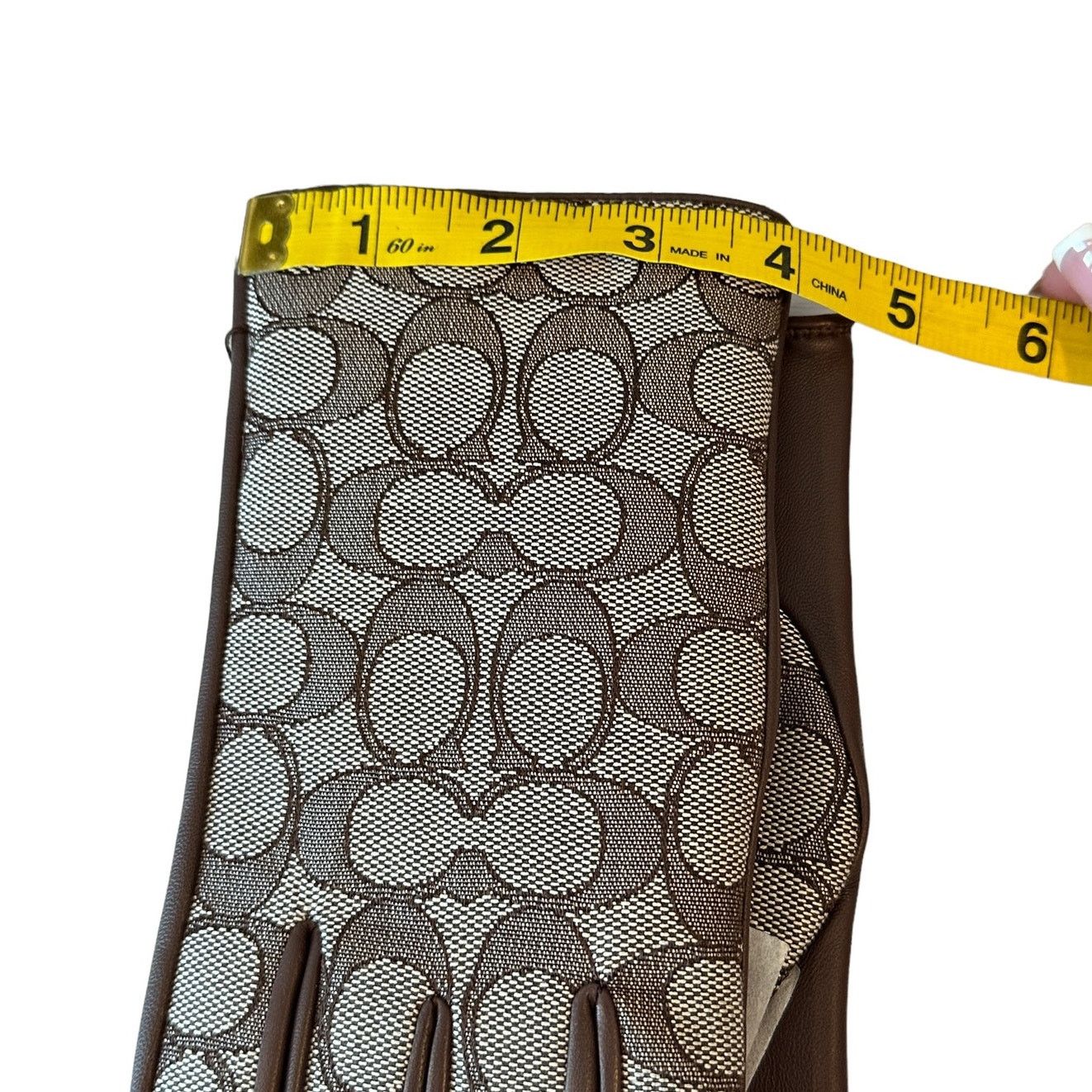 Coach Coach Women Signature Jacquard And Leather Tech Gloves 7.5 Size ONE SIZE - 6 Thumbnail