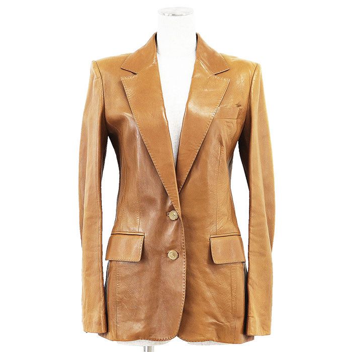 Gucci Gucci 2B Tailored Genuine Leather Jacket Leather Outerwear DUTY FREE for USA