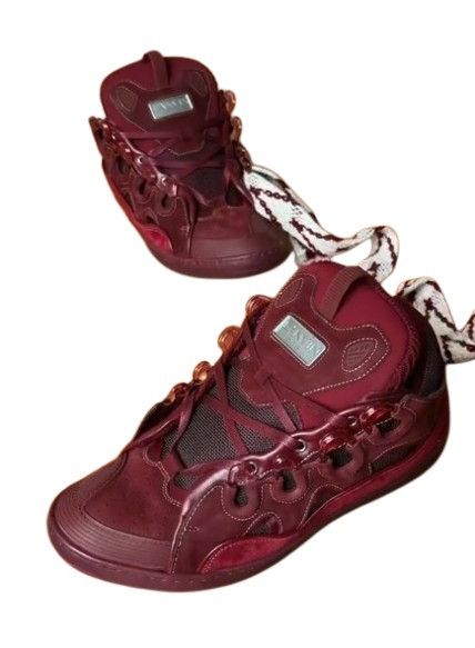 Lanvin o1w1db11024 Curb Low-Top Sneakers in Burgundy & White Size US 6 / EU 39 - 2 Thumbnail