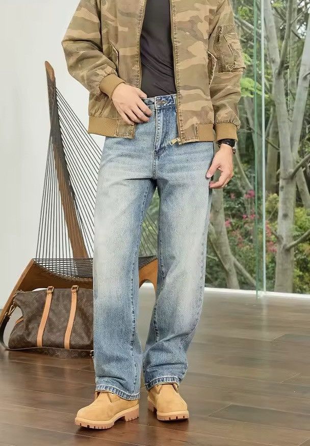 Jean Retro Washed Straight Loose Classic Jeans Pants Size US 31 - 3 Thumbnail
