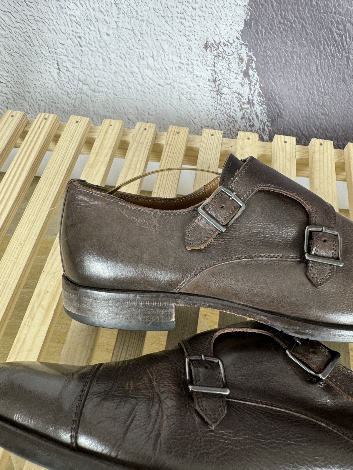 Genuine Leather Benci Broether Leather double monk brown casual shoes formal Size US 9.5 / EU 42-43 - 11 Thumbnail