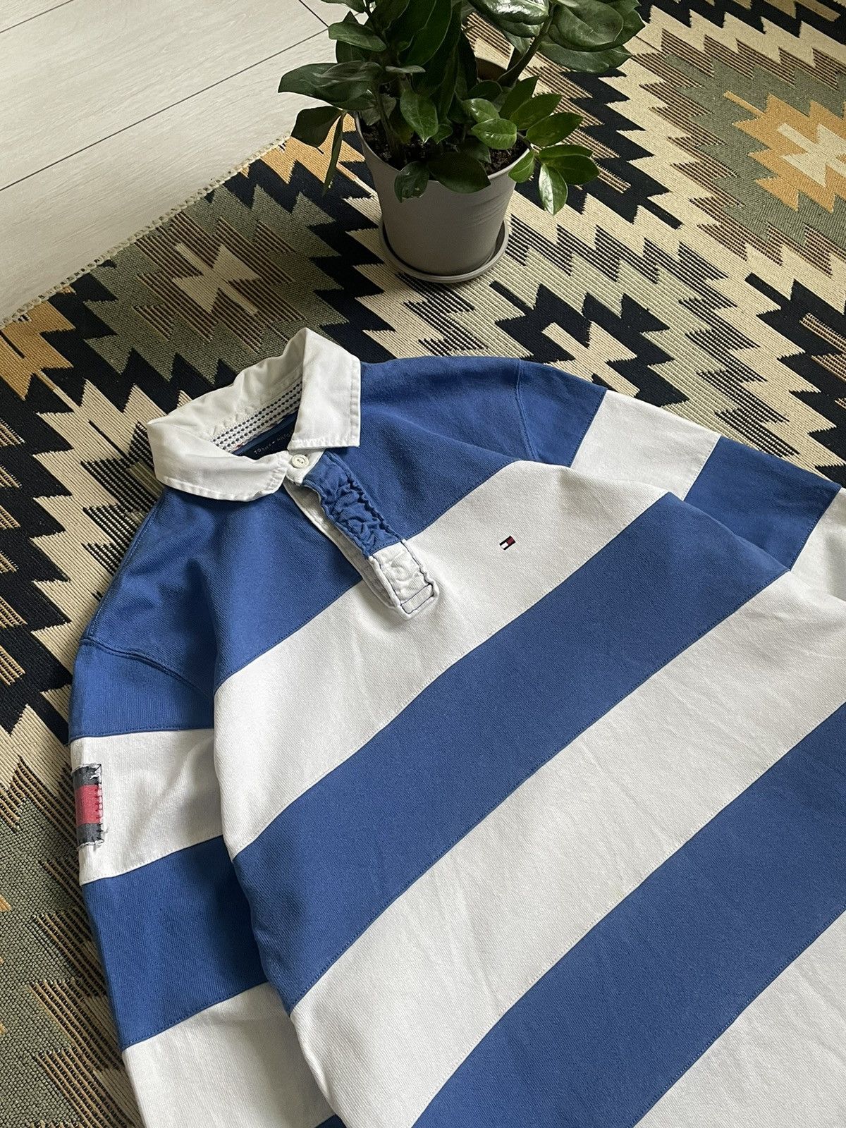 Tommy Hilfiger × Vintage Vintage Tommy Hilfiger #5 Striped Rugby Longsleve Size US L / EU 52-54 / 3 - 5 Thumbnail