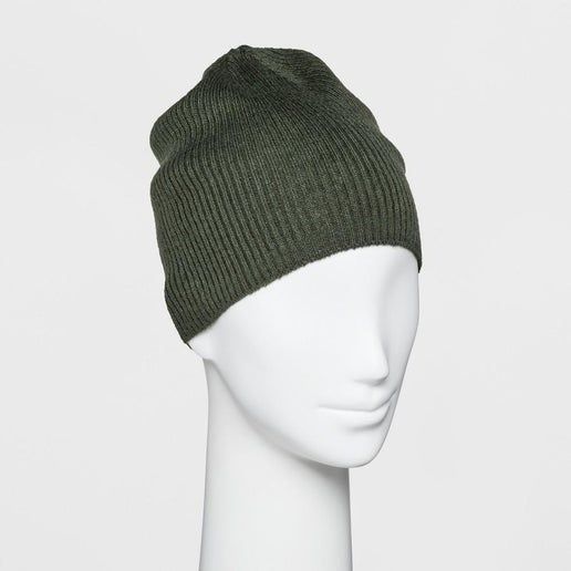 Other Womens Single Layer Ribbed Beanie - Olive Green Knit Hat Size ONE SIZE - 1 Preview