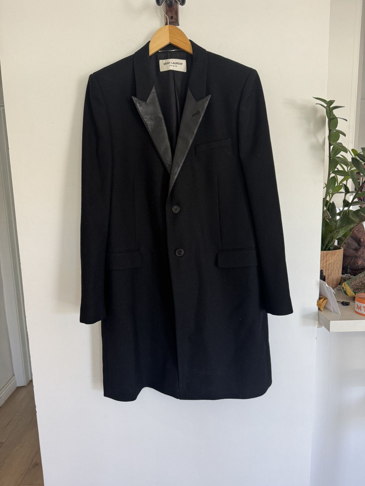 Saint Laurent Paris Hedi FW13 Leather Lapel Chesterfield coat Size US L / EU 52-54 / 3 - 1 Thumbnail