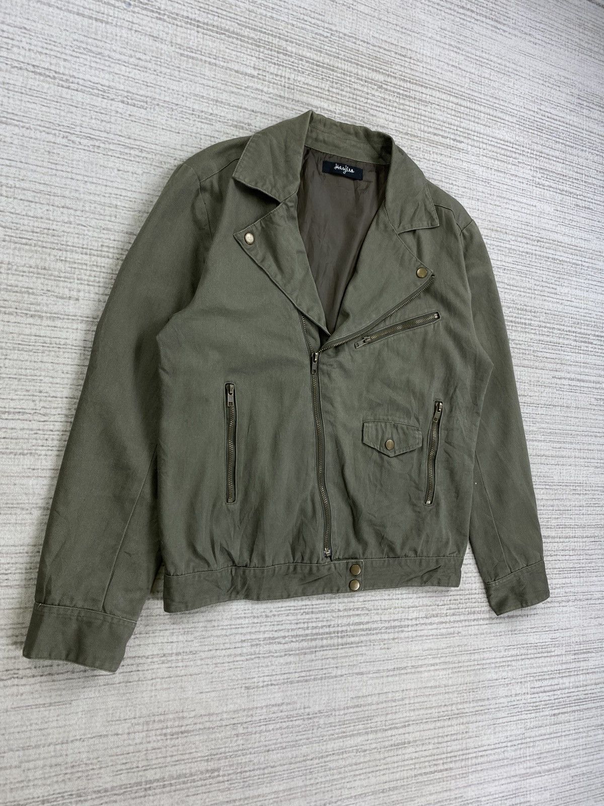 Japanese Brand × Le Grande Bleu (L.G.B.) × Vintage Vtg Japanese Brand Khaki Green Double Collar Cotton Jacket Size US M / EU 48-50 / 2 - 3 Thumbnail