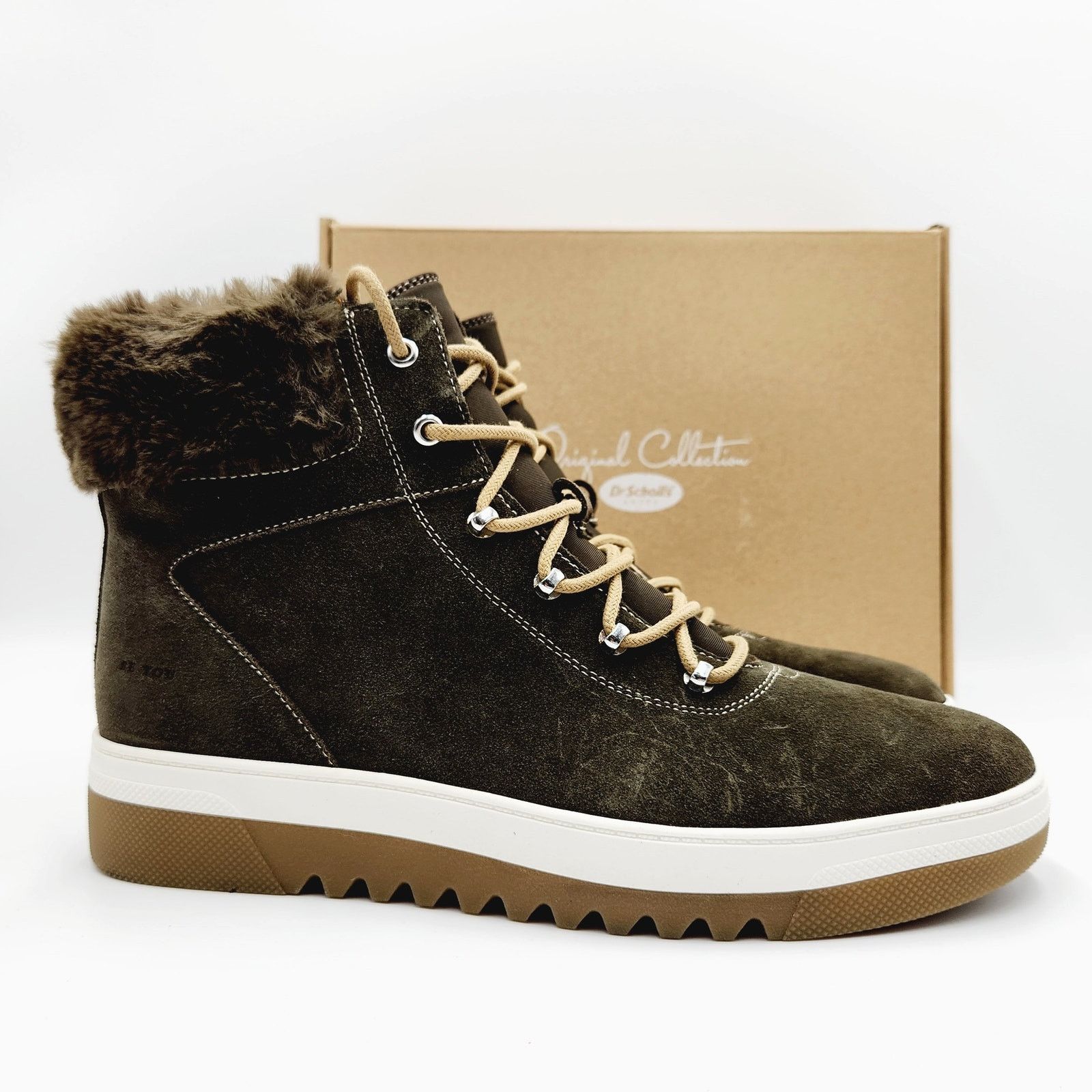 The Unbranded Brand Dr. Scholl's Women Olive Suede Waterproof Ankle Booties 9.5M Size US 9.5 / IT 39.5 - 2 Thumbnail