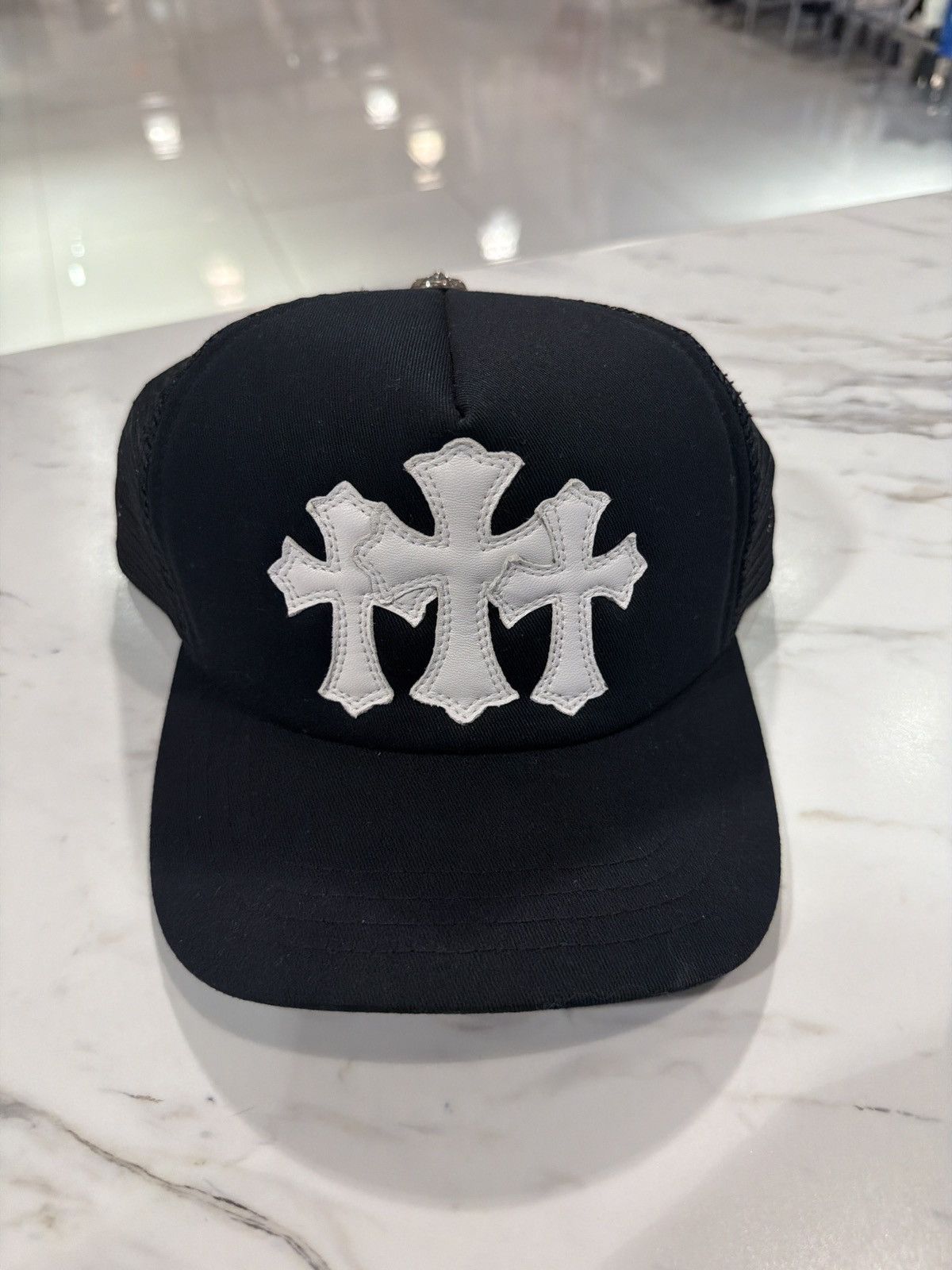 Chrome Hearts Chrome Hearts Cemetery White Leather Black Trucker Size ONE SIZE - 1 Thumbnail