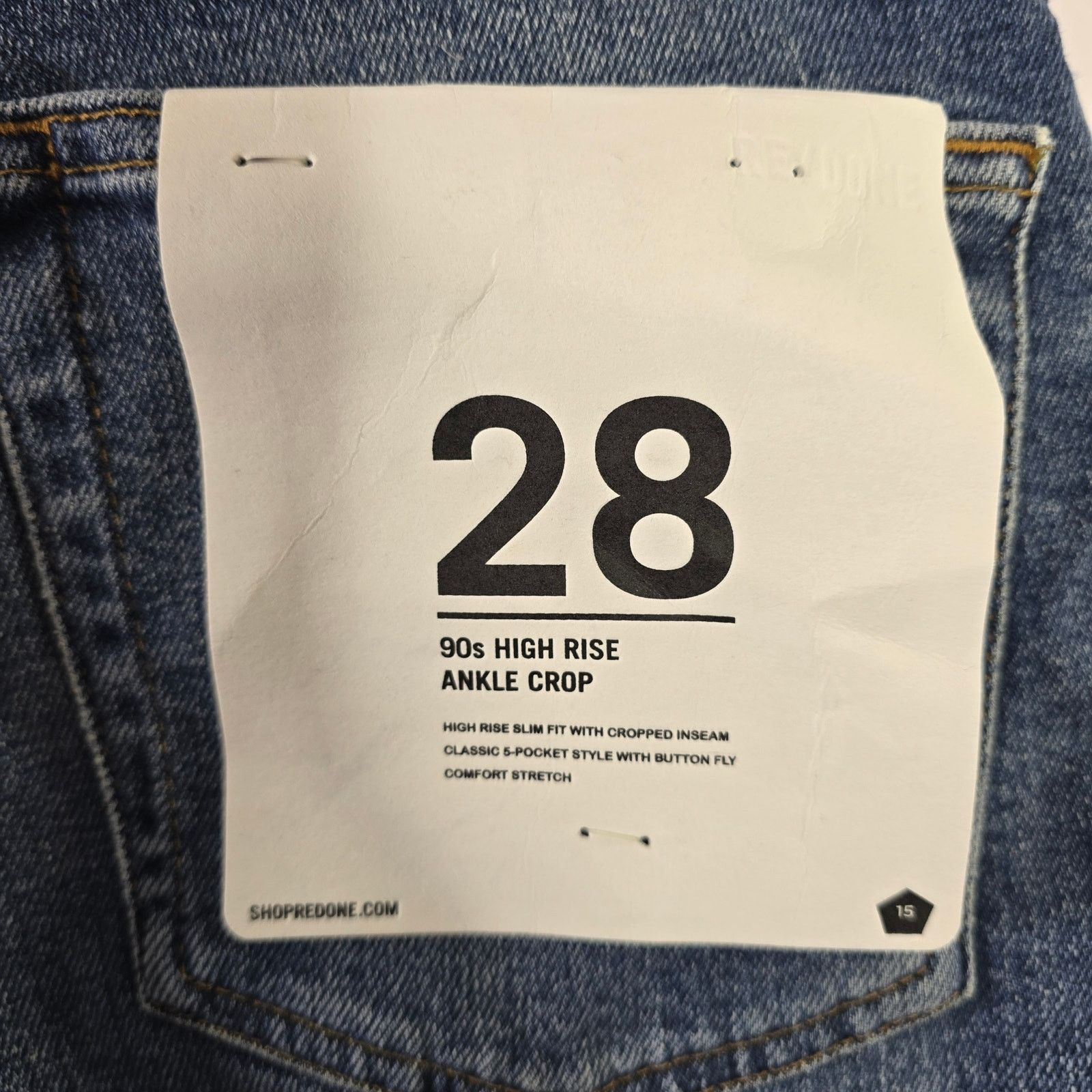 RE/DONE RE/DONE 90s High Rise Ankle Crop ButtonFly Denim Jeans Sz 28 Size 28" / US 6 / IT 42 - 9 Thumbnail