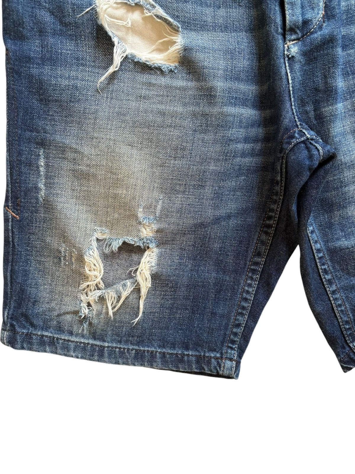 Japanese Brand SALES🔥Vintage Japanese Distressed Buckle Back Jean Shorts Size US 34 / EU 50 - 8 Thumbnail