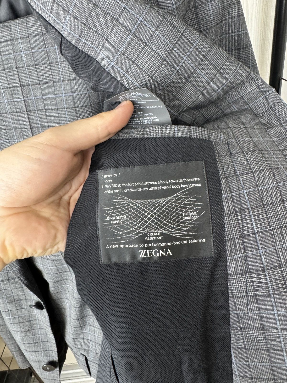 Z Zegna Z Zegna Ermenegildo Zegna wool checkered grey unlined suit Size 42L - 10 Thumbnail