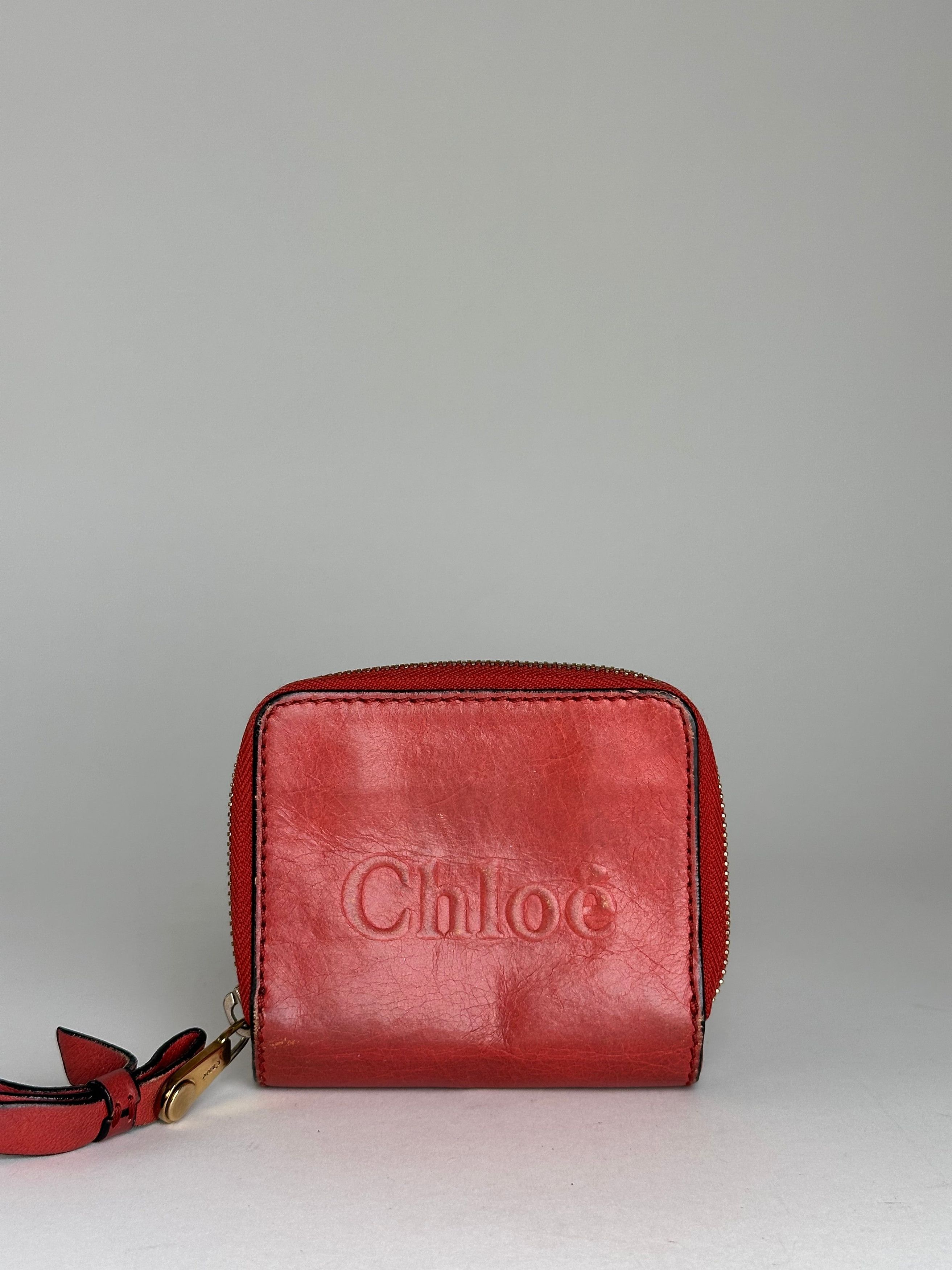 Chloe Vintage Leather Wallet / Card Holder Red Size ONE SIZE - 1 Thumbnail