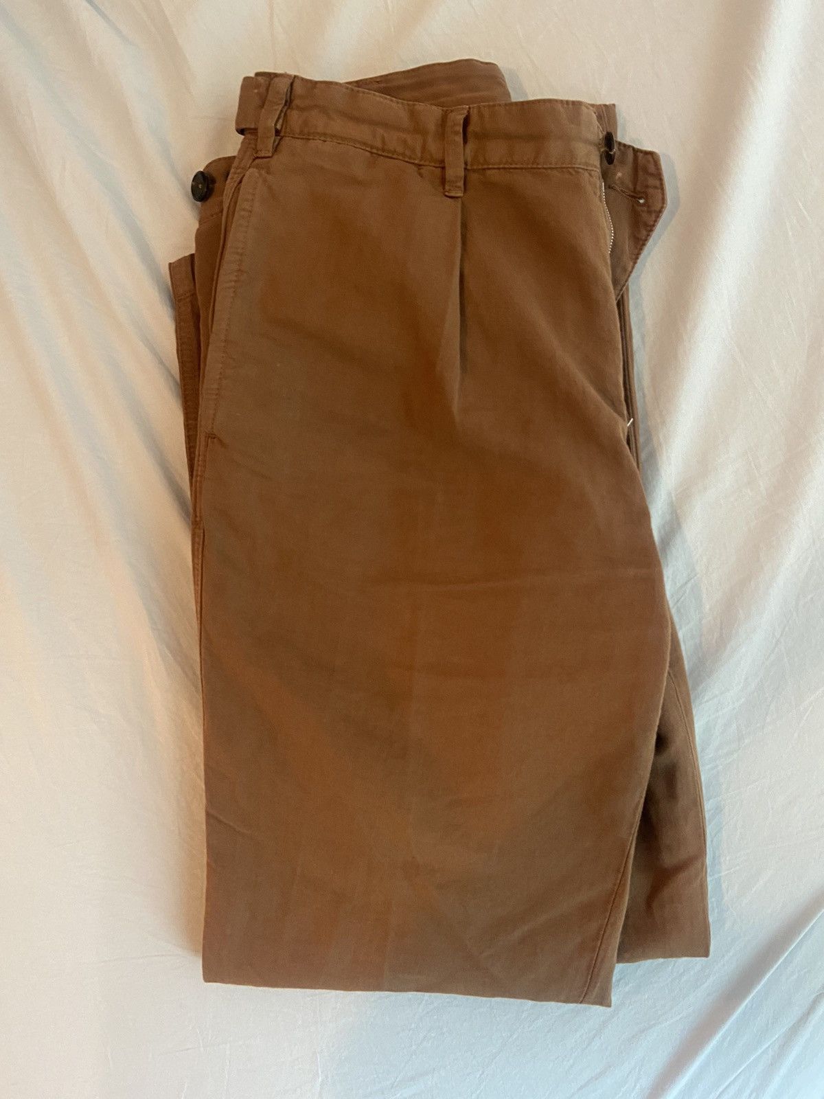 image of Drakes Games Cotton Trousers in Brown, Men's (Size 32)