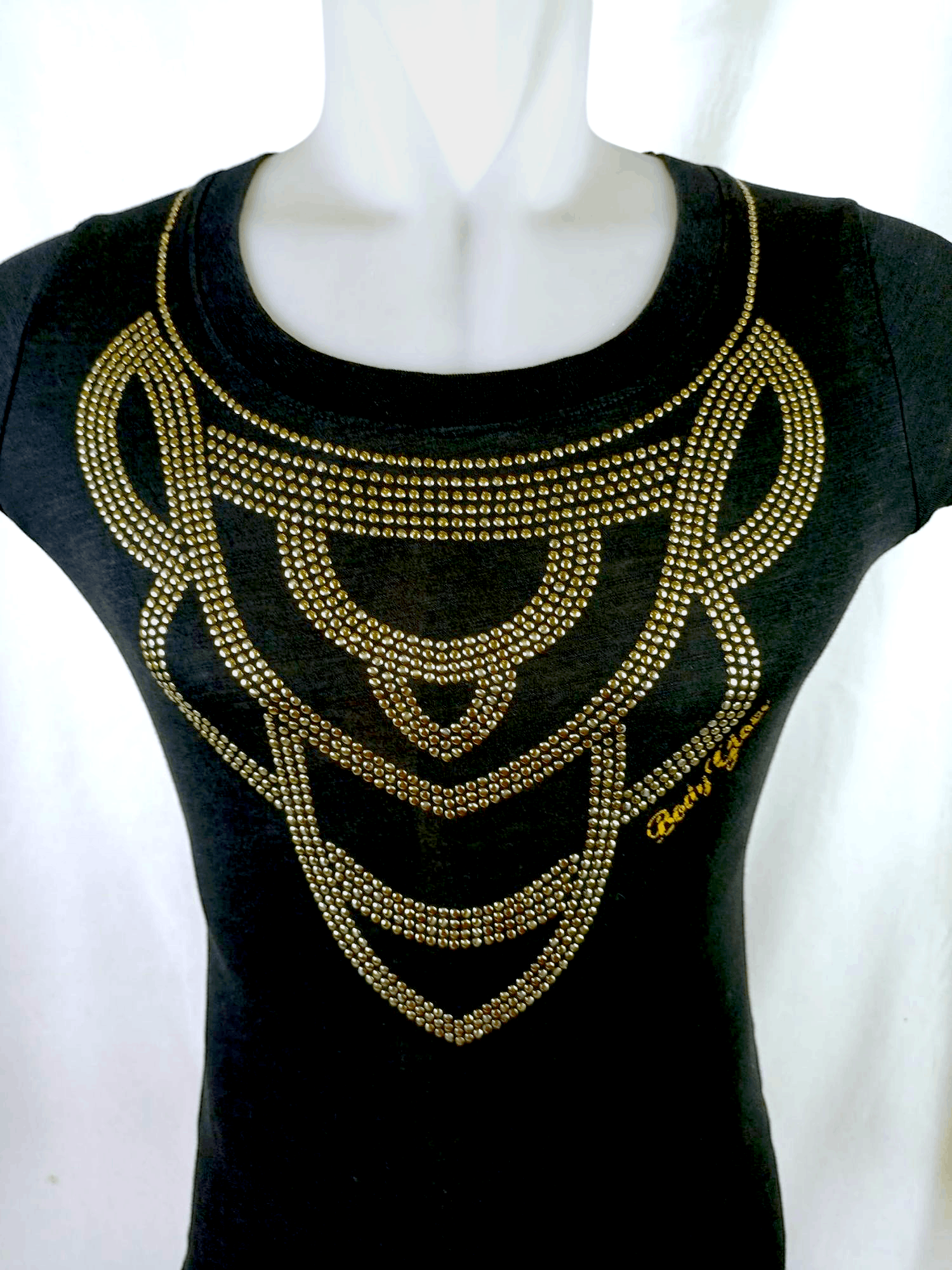 Body Glove BODY GLOVE Black & Gold Embellished Peplum Halter Top Size US M / EU 48-50 / 2 - 1 Thumbnail