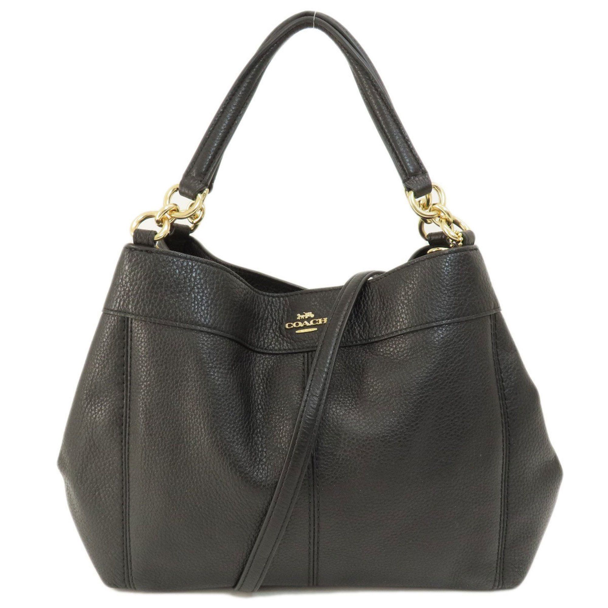 image of Coach F28992 Metal Fittings Handbag Leather Ladies Coach in Black, Women's