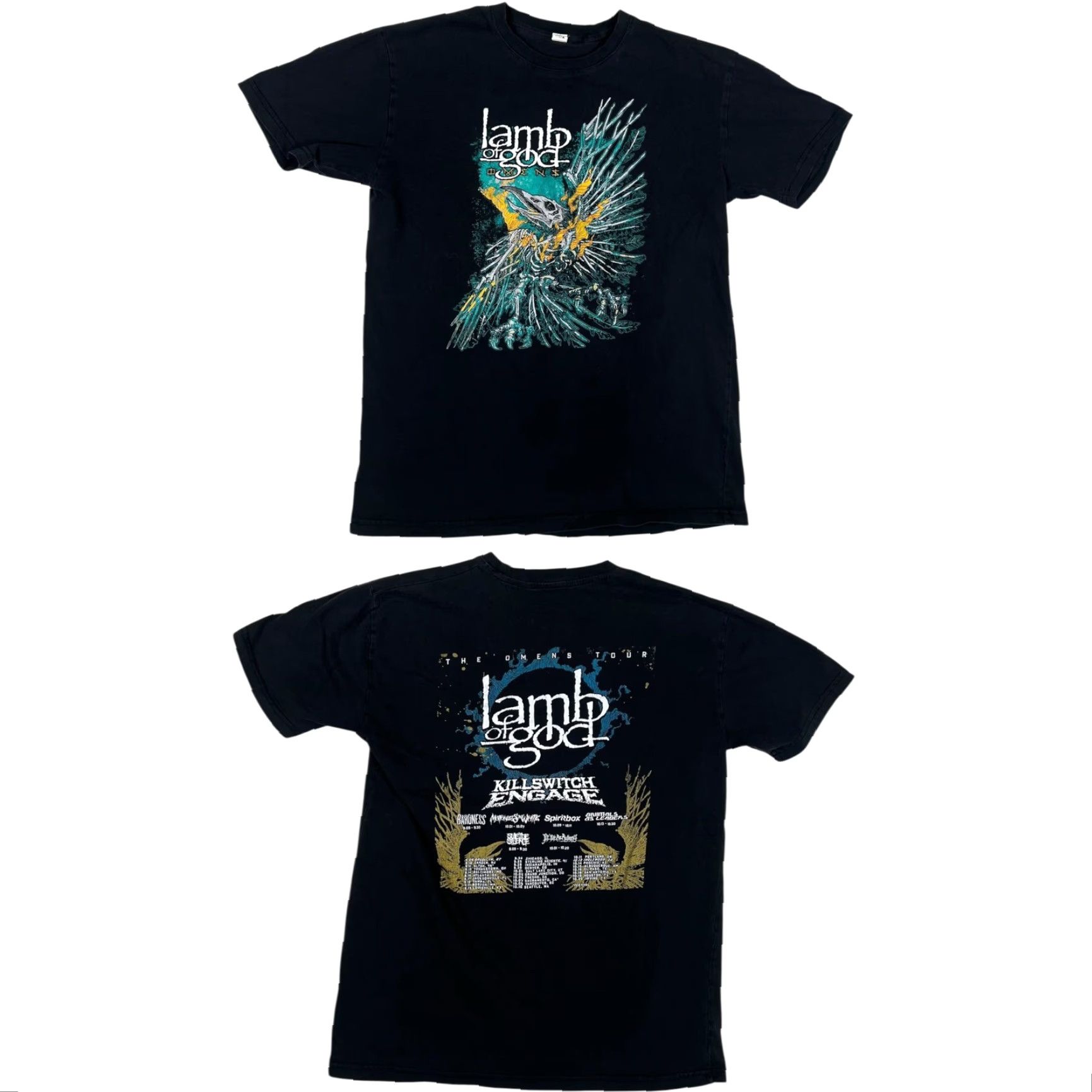 Vintage Lamb Of God Omens Tour T-Shirt Women's Large Black Graphic Print Front Back Lamb Of God Logo Killswitch Engage Concert Metal Shirt XS? Size L / US 10 / IT 46 - 2 Thumbnail