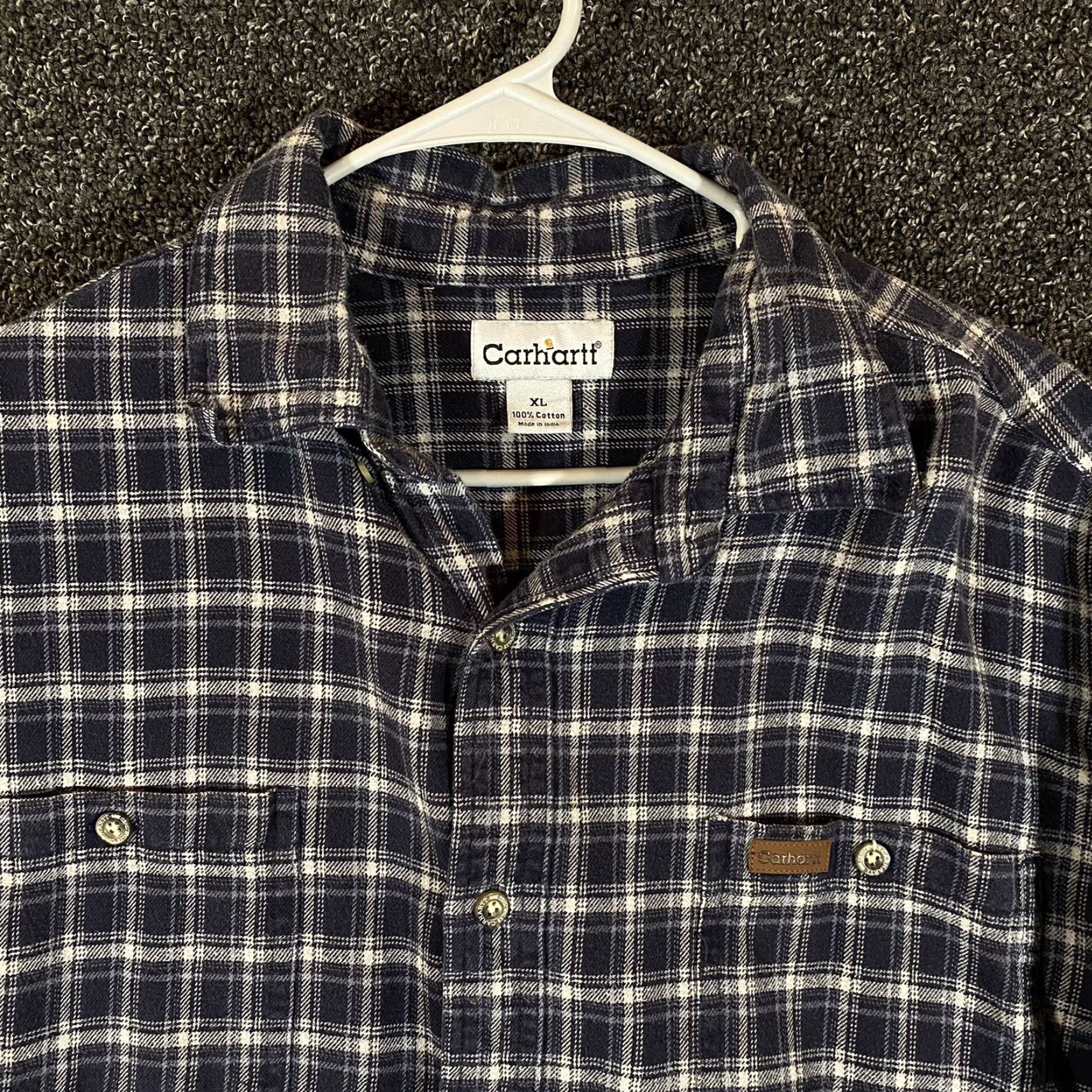 Carhartt VINTAGE? No, not vintage. Carhartt Shirt Mens XL Blue White Plaid Button-Down Long Sleeve Work Casual Size US XL / EU 56 / 4 - 2 Thumbnail