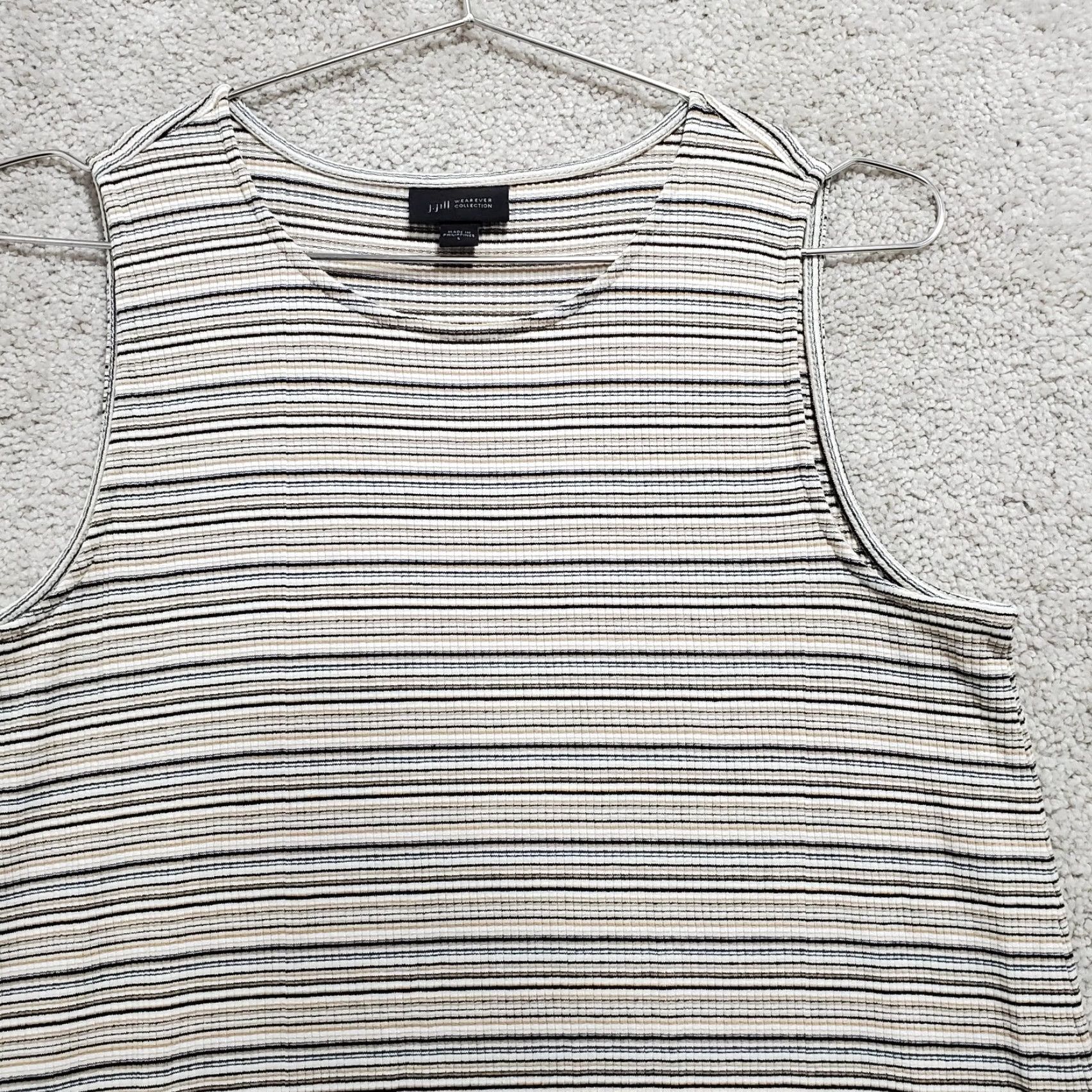 J. Jill J. Jill Tank Dress Womens Small Multicolor Striped Ribbed Rayon Stretch Pullover Size S / US 4 / IT 40 - 4 Thumbnail
