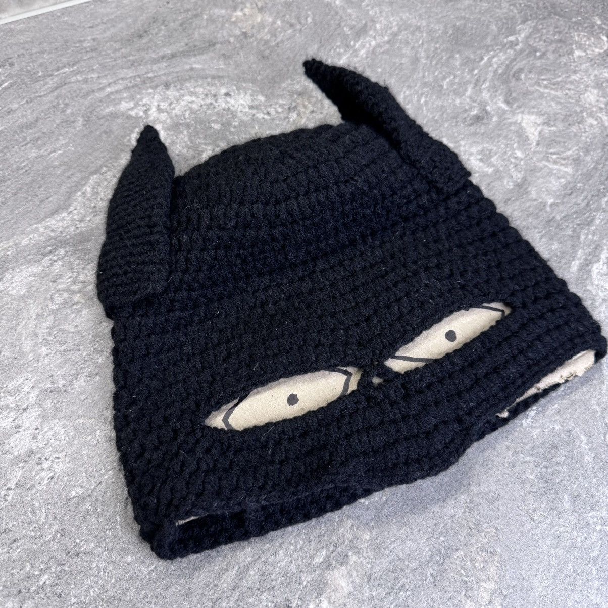 Handmade Y2K Knitted mask hat balaclava Batman Japan style handmade Size ONE SIZE - 2 Thumbnail