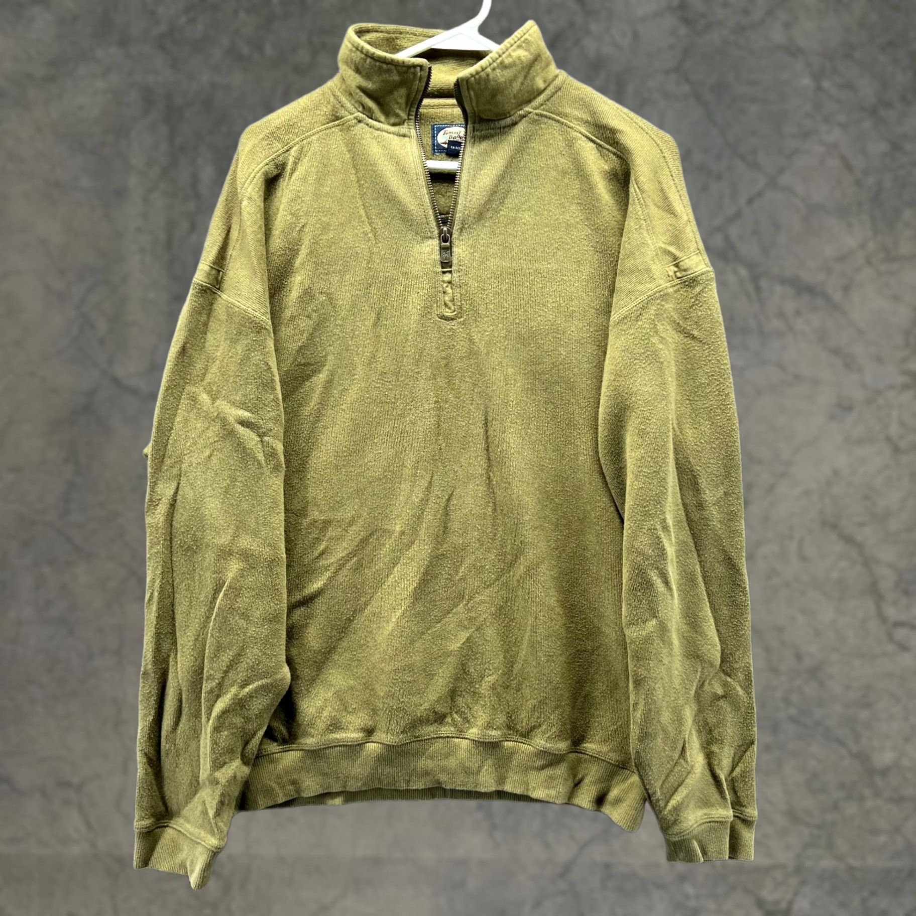 Tommy Bahama VINTAGE Tommy Bahama Sweater Mens Large Green Olive Mock Neck Pullover Fleece Long Sleeve Quarter Zip Knit Stable All Seasons Cooking? Size US L / EU 52-54 / 3 - 1 Thumbnail