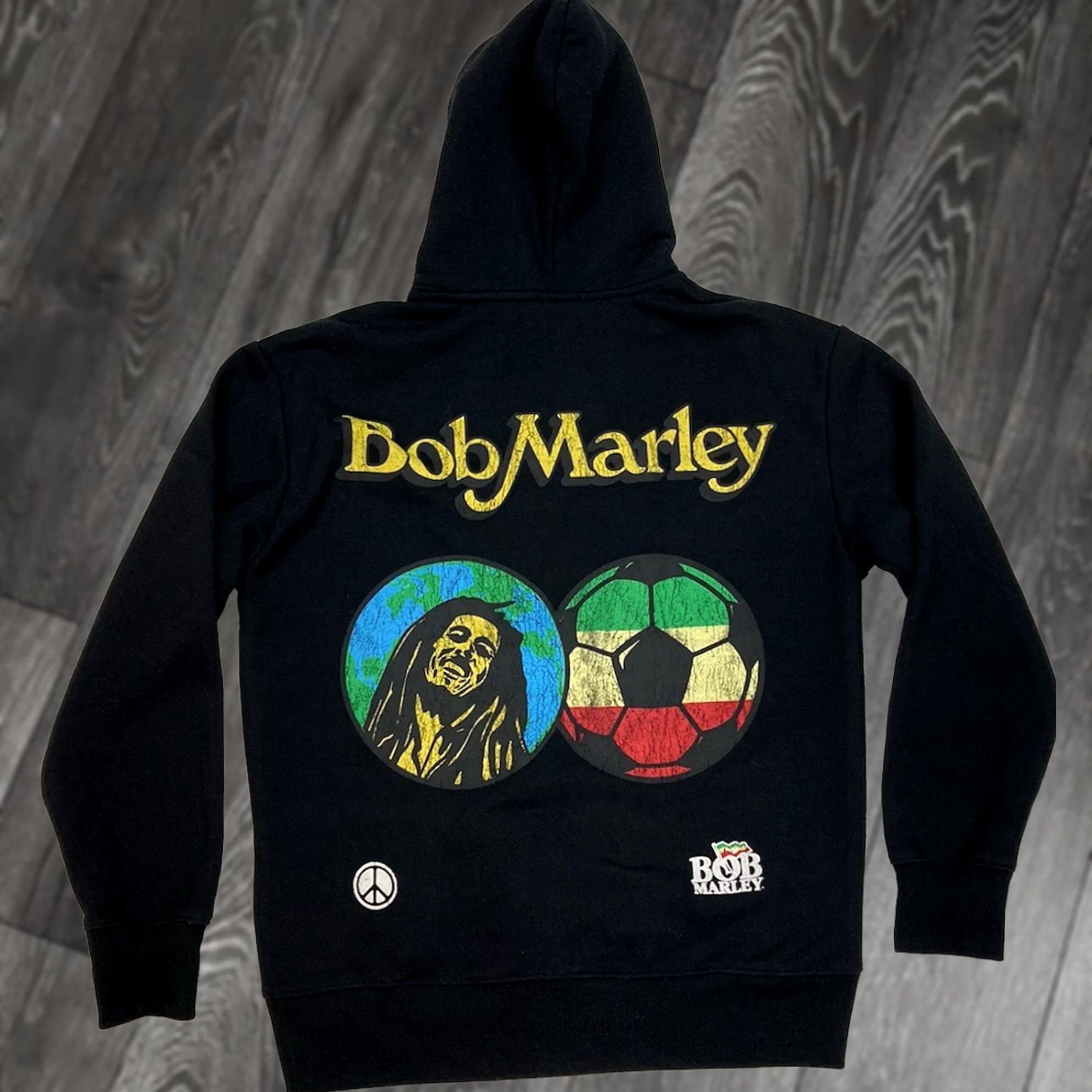Vintage VINTAGE Pull&Bear Boy Marley Peace Soccer Graphic Pullover Hoodie Women Medium Black Size M / US 6-8 / IT 42-44 - 1 Thumbnail