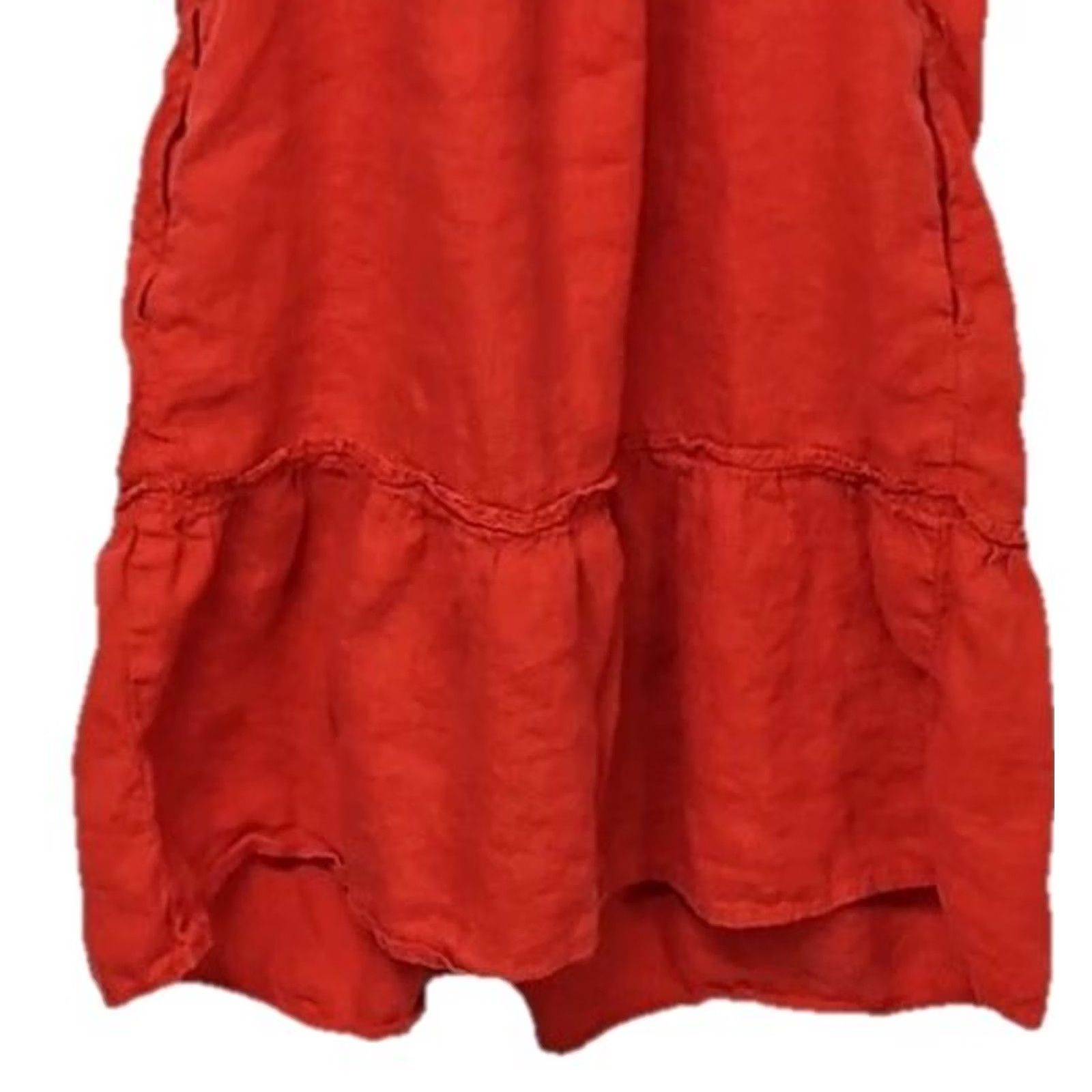 Gap VINTAGE? No. 100% Linen Red Spaghetti Strap Mini Dress Ruffle Hem Women S Gap Dress Sleeveless V-Neck Pullover Solid Red Spring Summer Women S Size S / US 4 / IT 40 - 6 Thumbnail