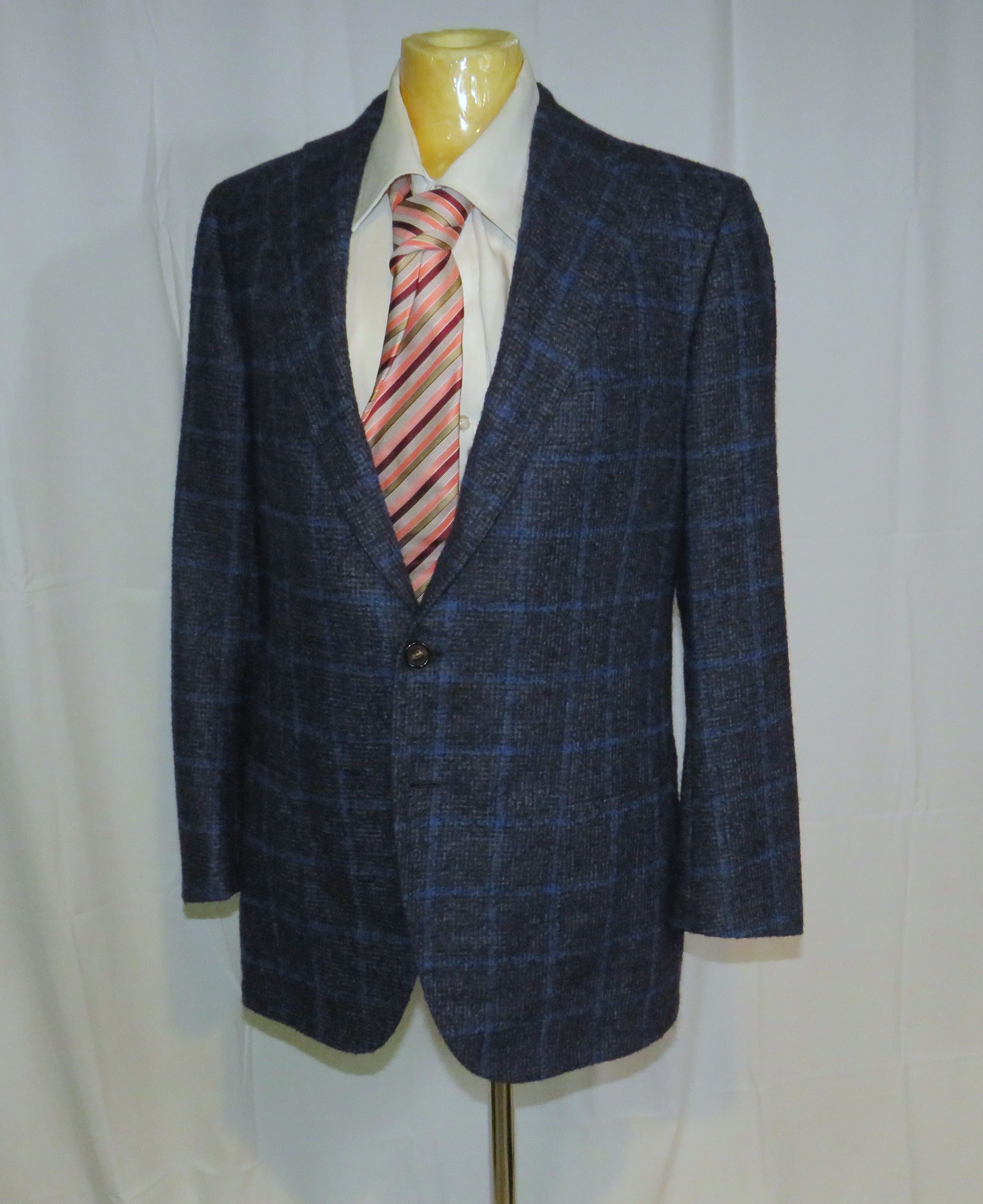 Cesare Attolini Handmade Alpaca Blend Gray & Blue Plaid Flannel Blazer 40R Size 40R - 6 Thumbnail